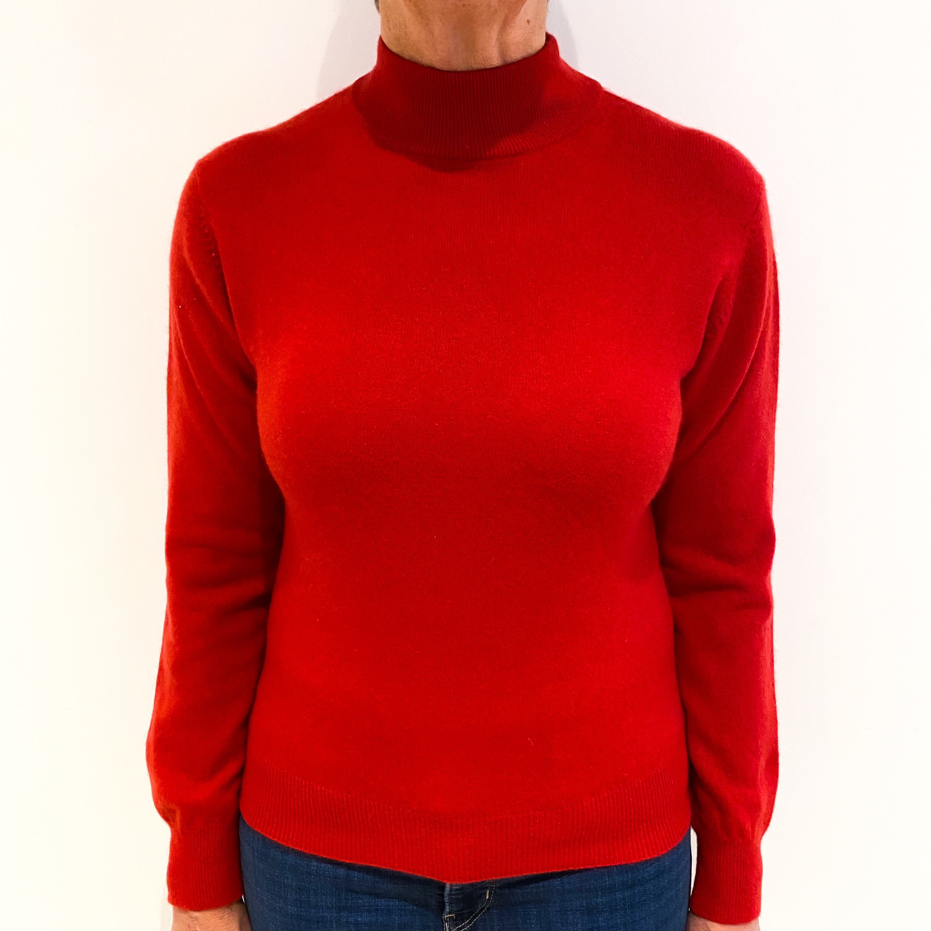 Scarlet Red Cashmere Turtle Neck Jumper Medium