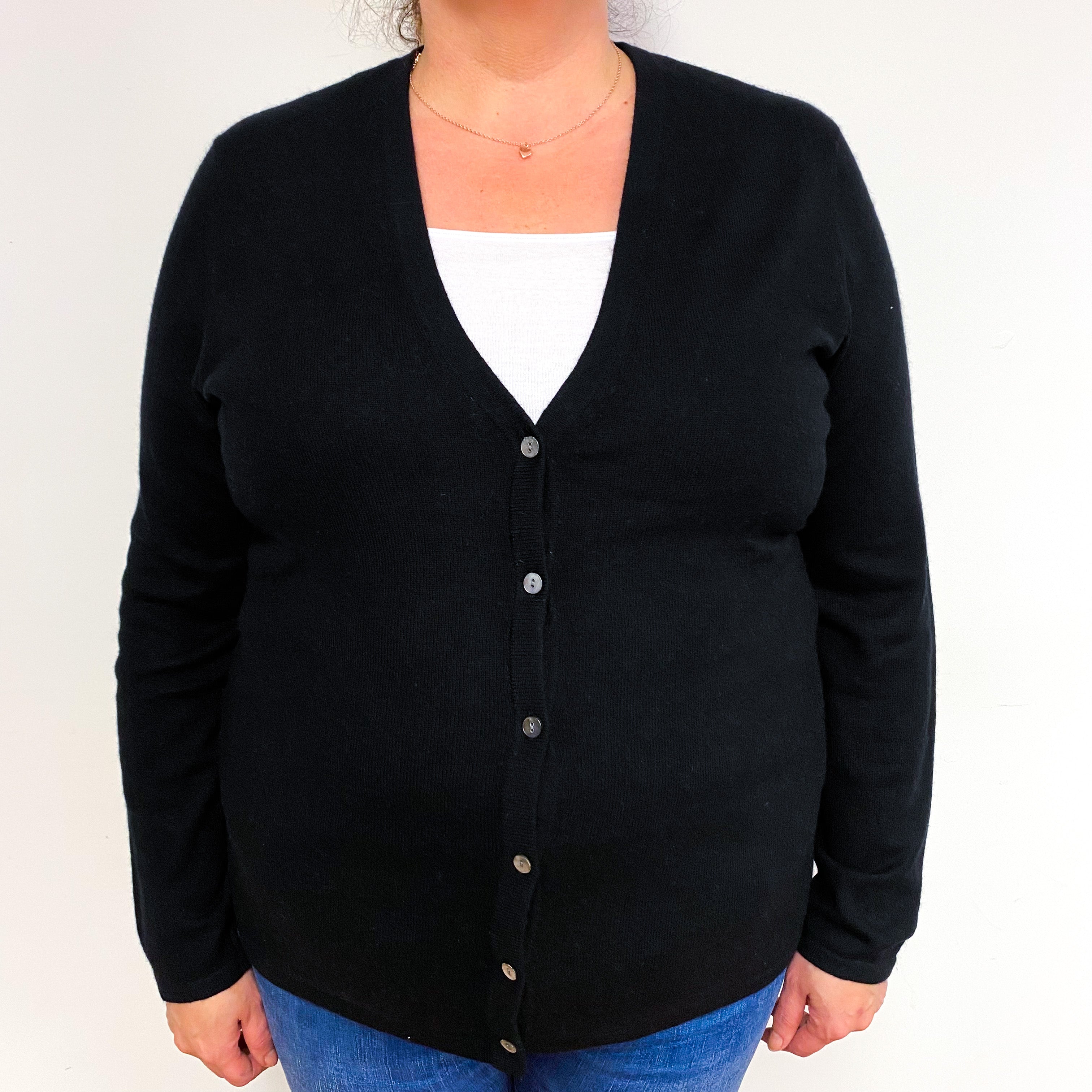 Black Cashmere V-Neck Cardigan Extra Large