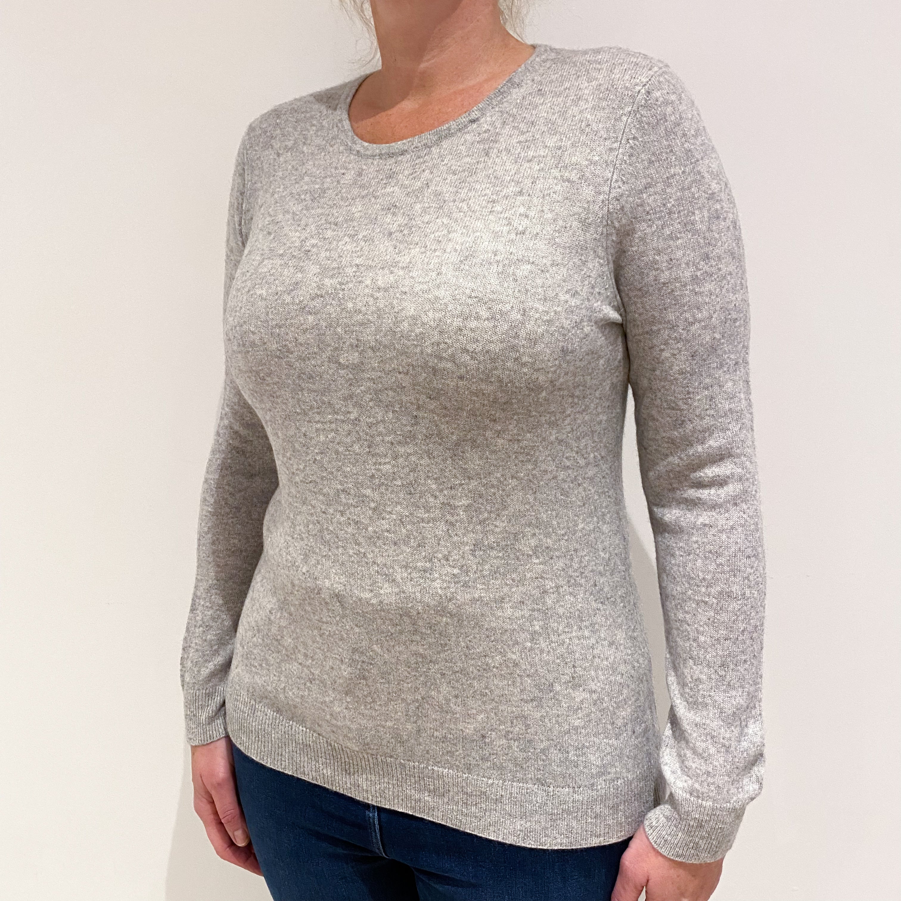 Smoke Grey Cashmere Crew Neck Jumper Large