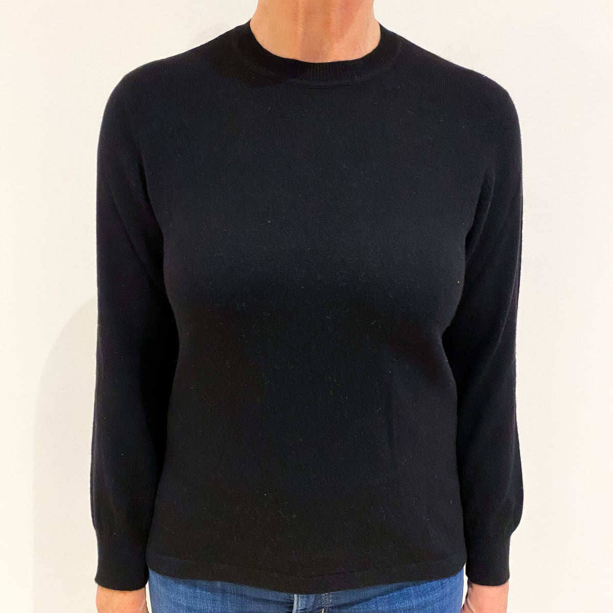 Black Cashmere Crew Neck Jumper Medium
