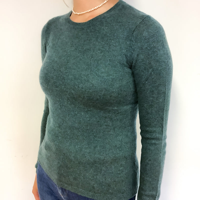Spruce Green Cashmere Crew Neck Jumper Small