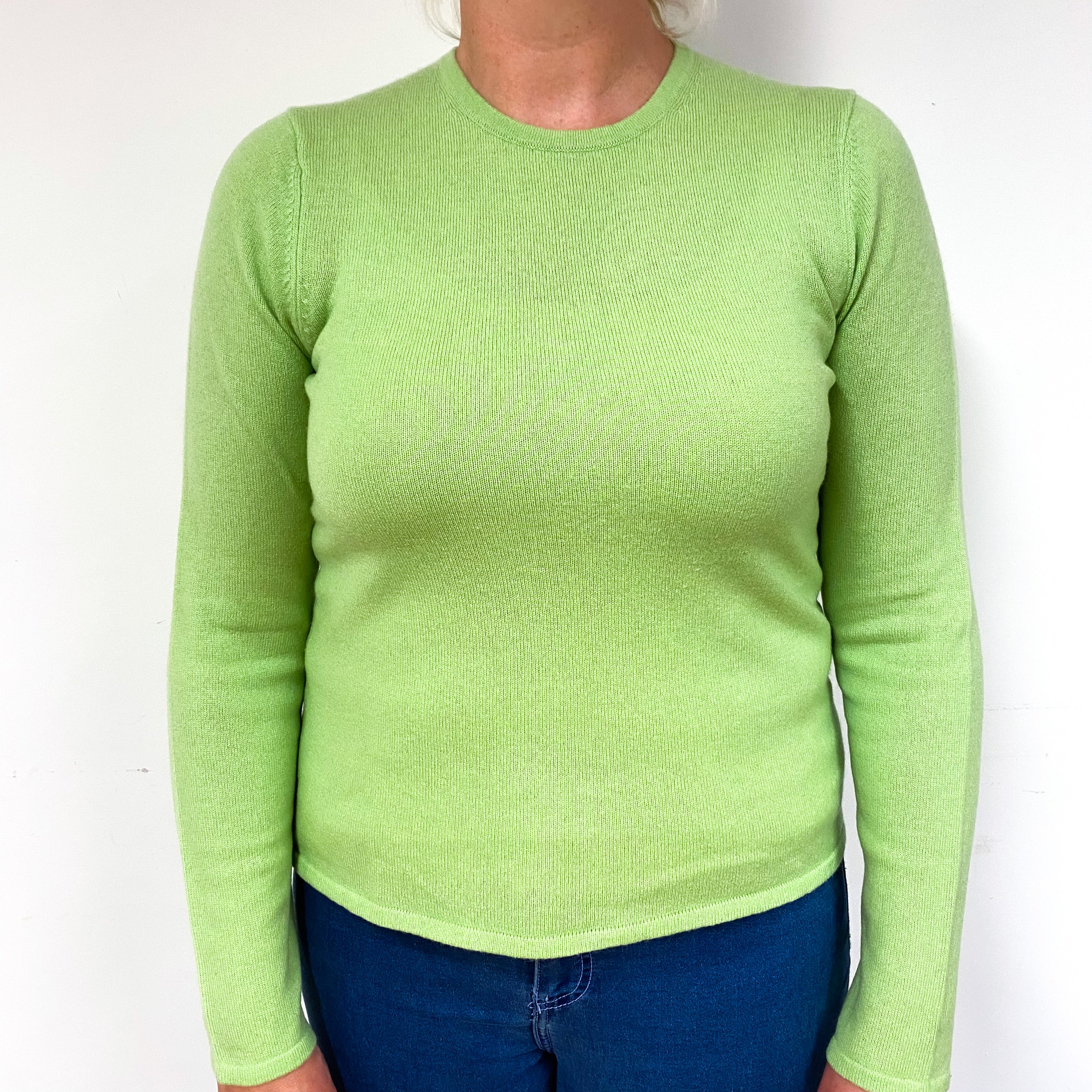 Spring Green Cashmere Crew Neck Jumper Large