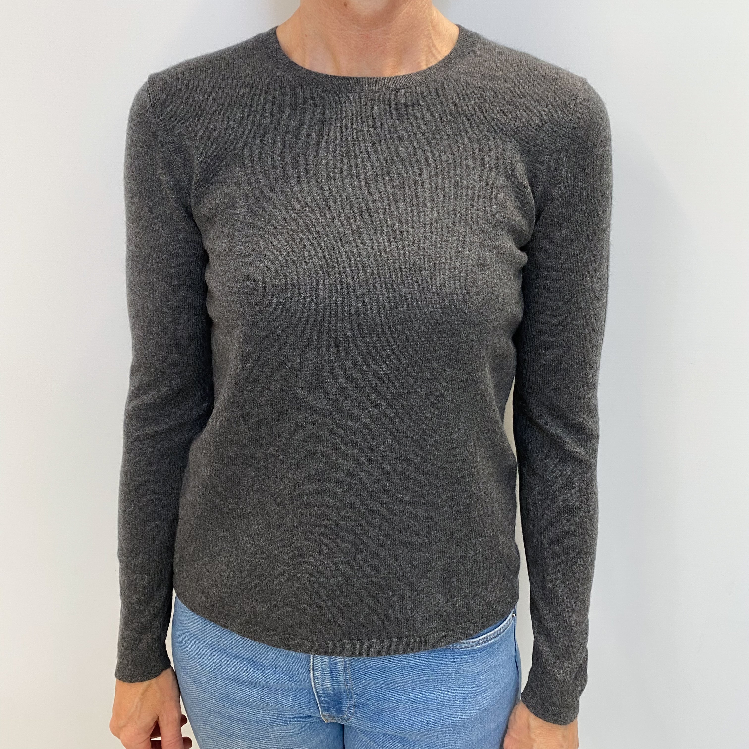 Slate Grey Cashmere Crew Neck Jumper Small