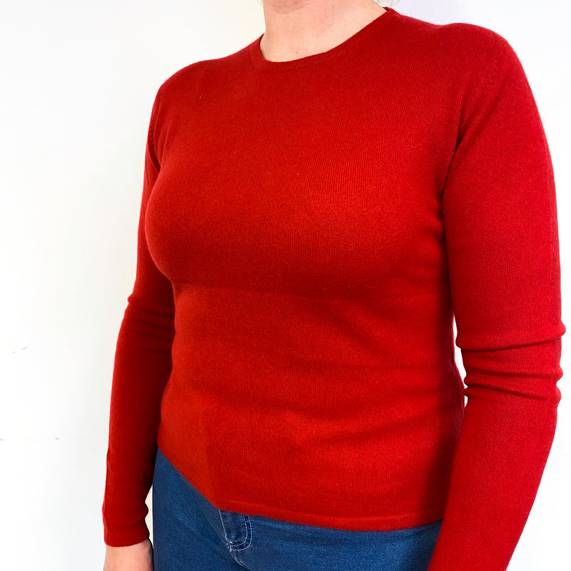Scarlet Red Cashmere Crew Neck Jumper Large