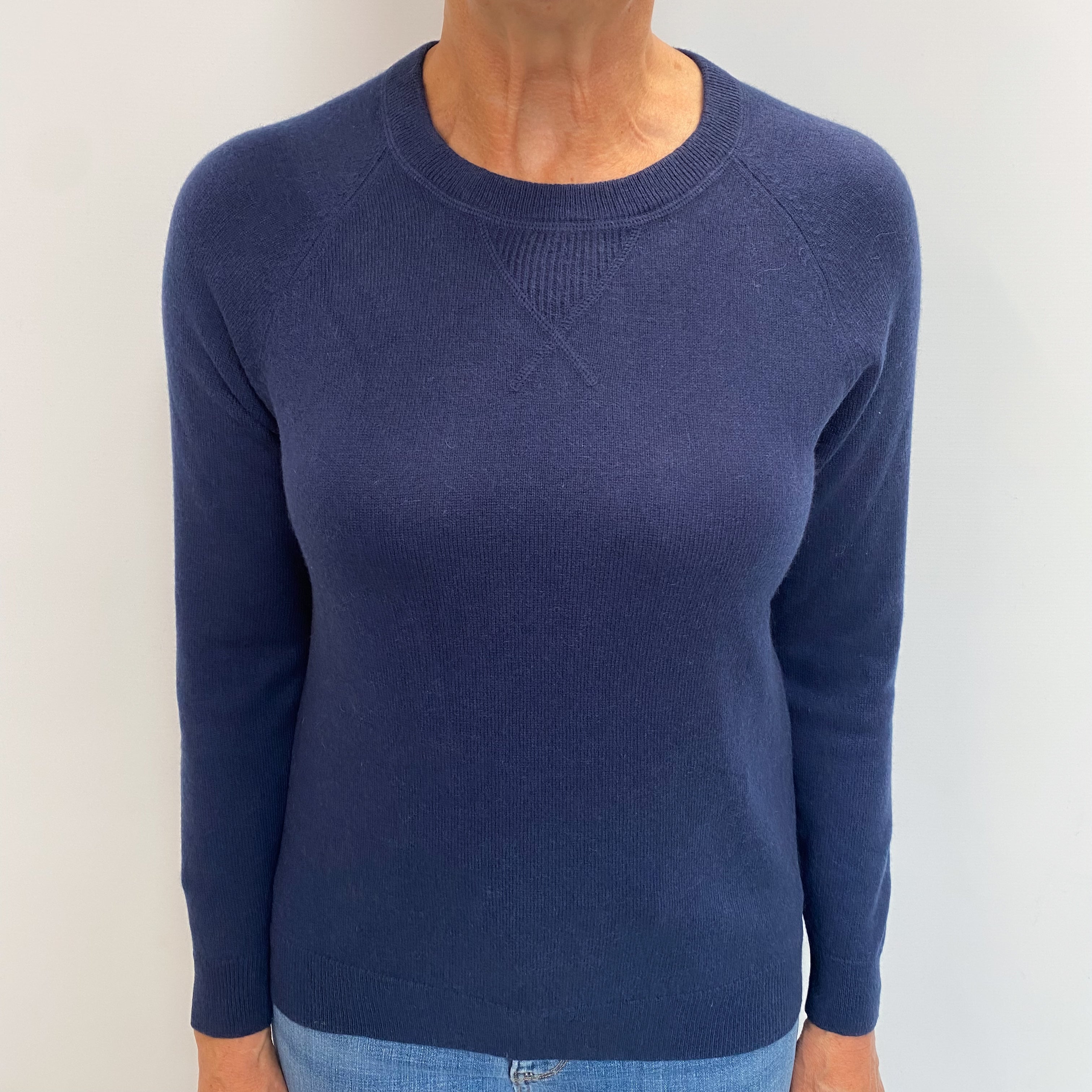 French Navy Cashmere Crew Neck Jumper Medium