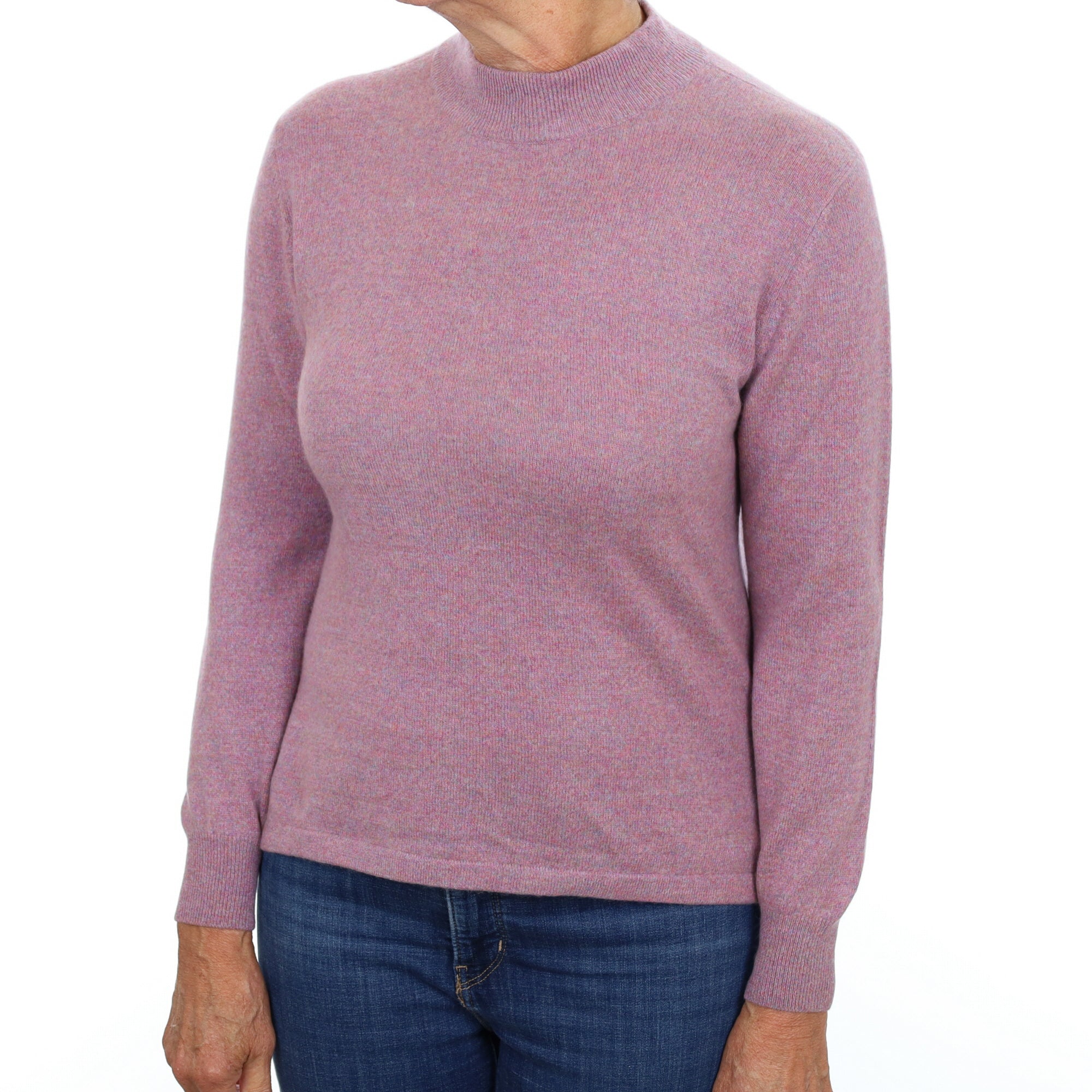 Heather Purple Marl Cashmere Turtle Neck Jumper Medium