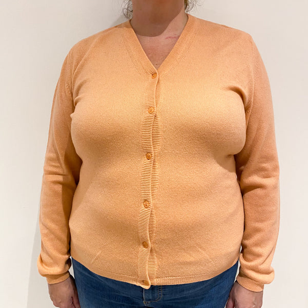 Peach Cashmere V-Neck Cardigan Extra Large
