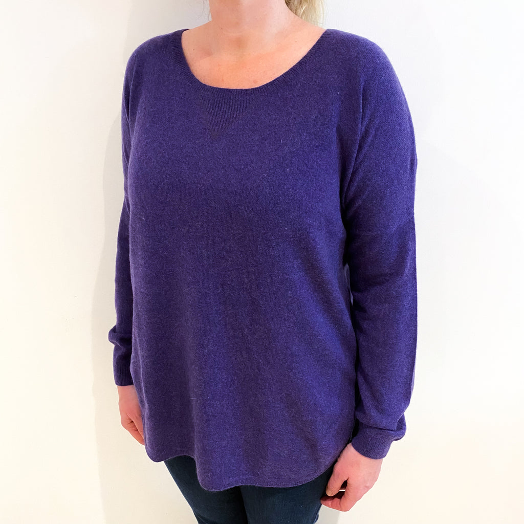 Amethyst Purple Cashmere Batwing Scoop Neck Jumper Large