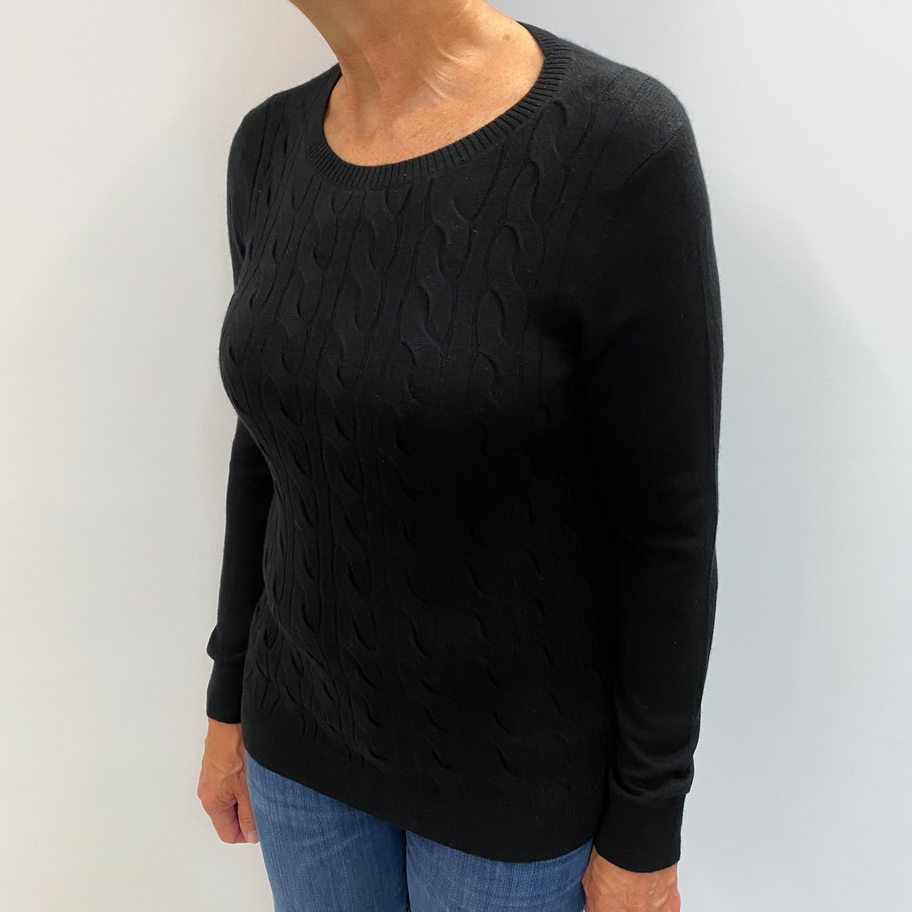 Black Cashmere Crew Neck Jumper Medium