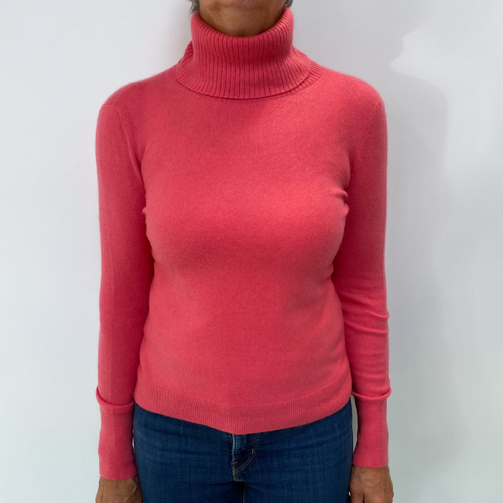 Pink Cashmere Polo Neck Jumper Medium