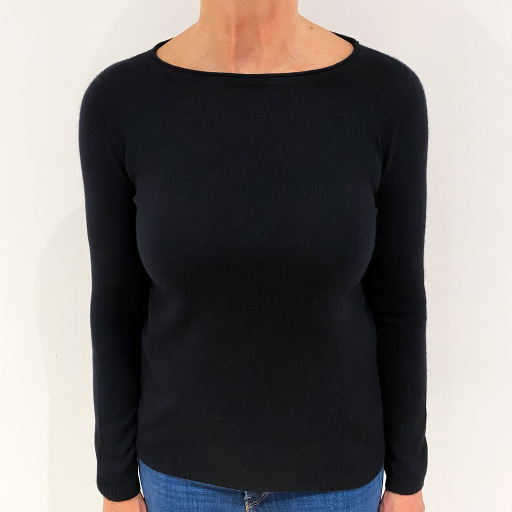 Black Cashmere Crew Neck Jumper Medium