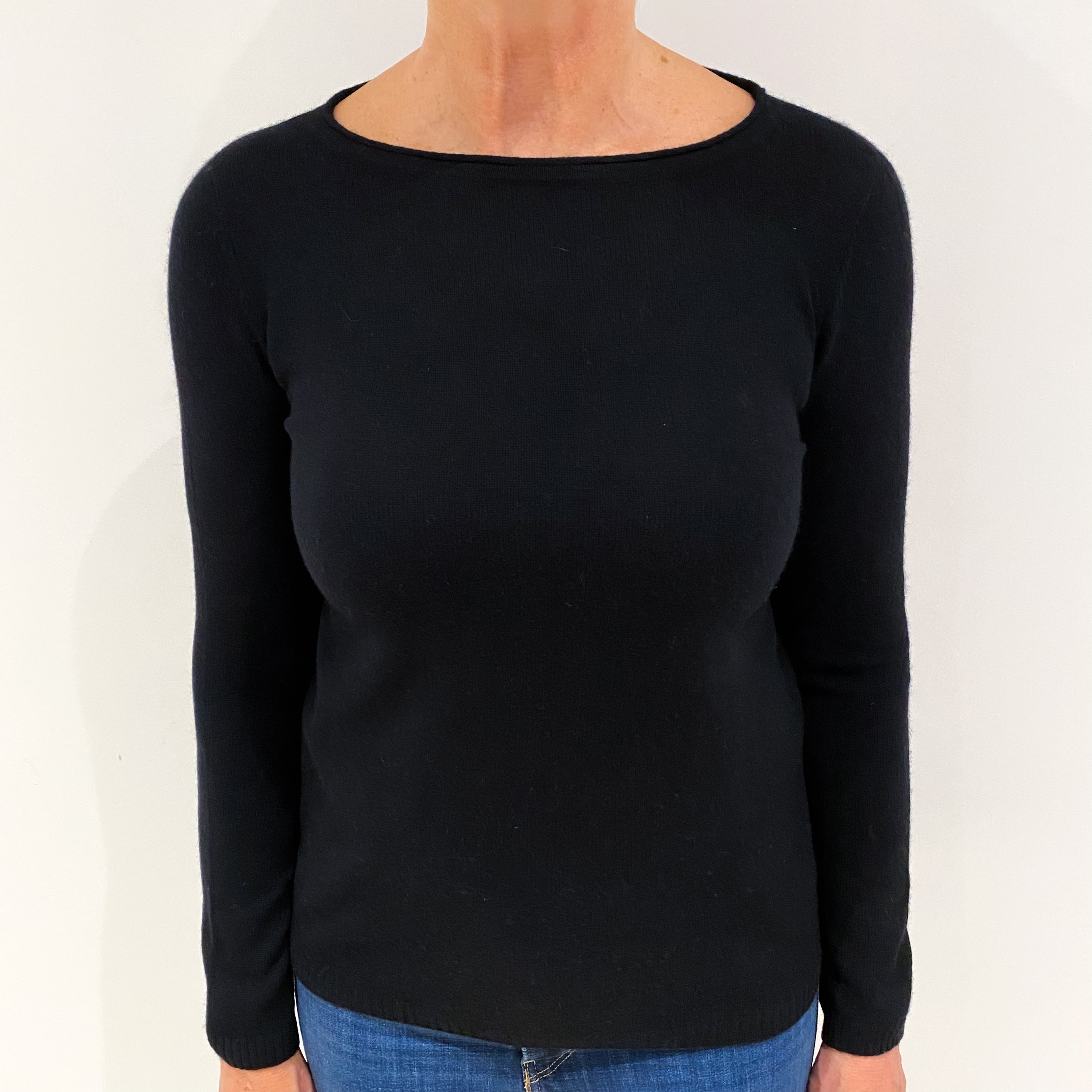 Black Cashmere Crew Neck Jumper Medium