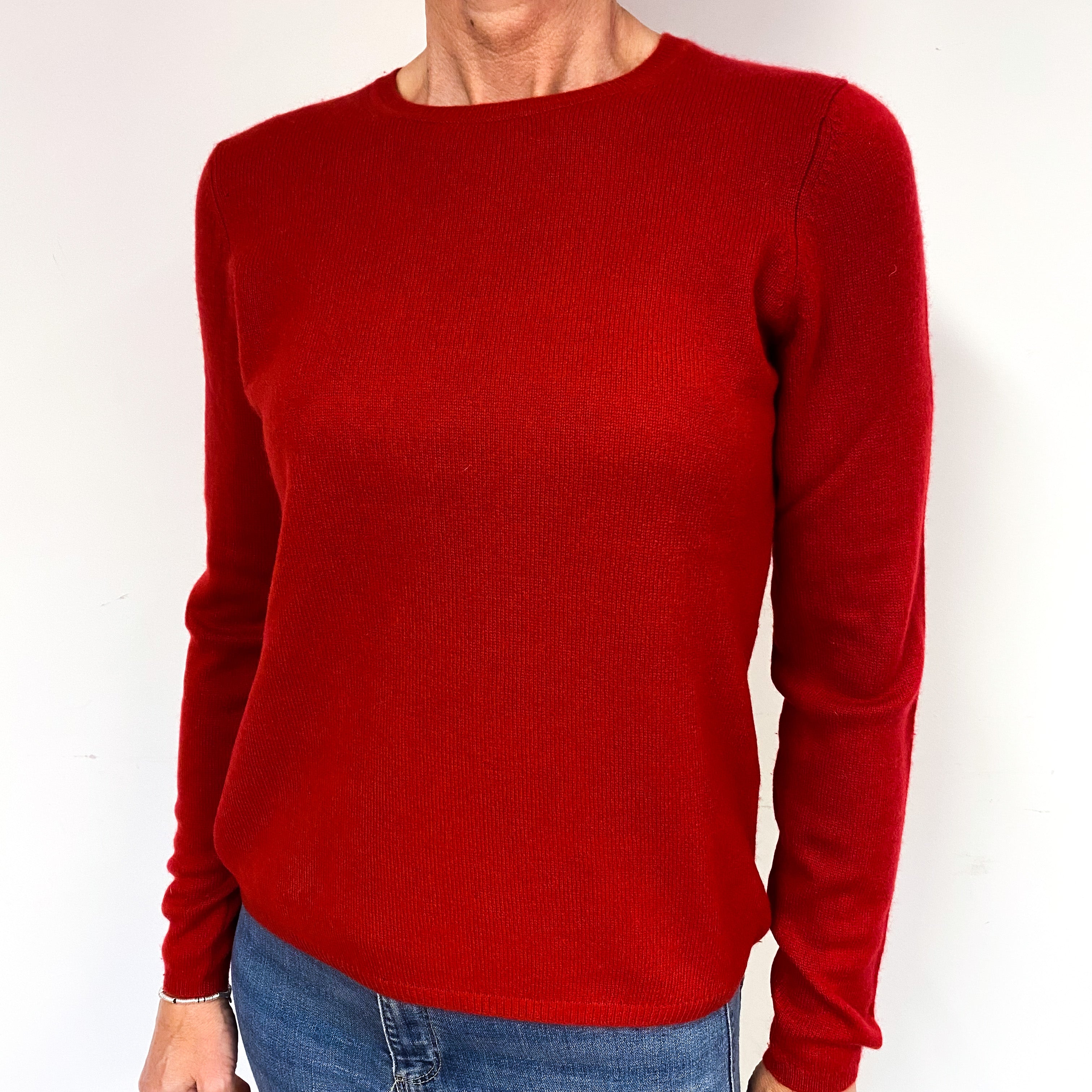 Post Box Red Cashmere Crew Neck Jumper Medium