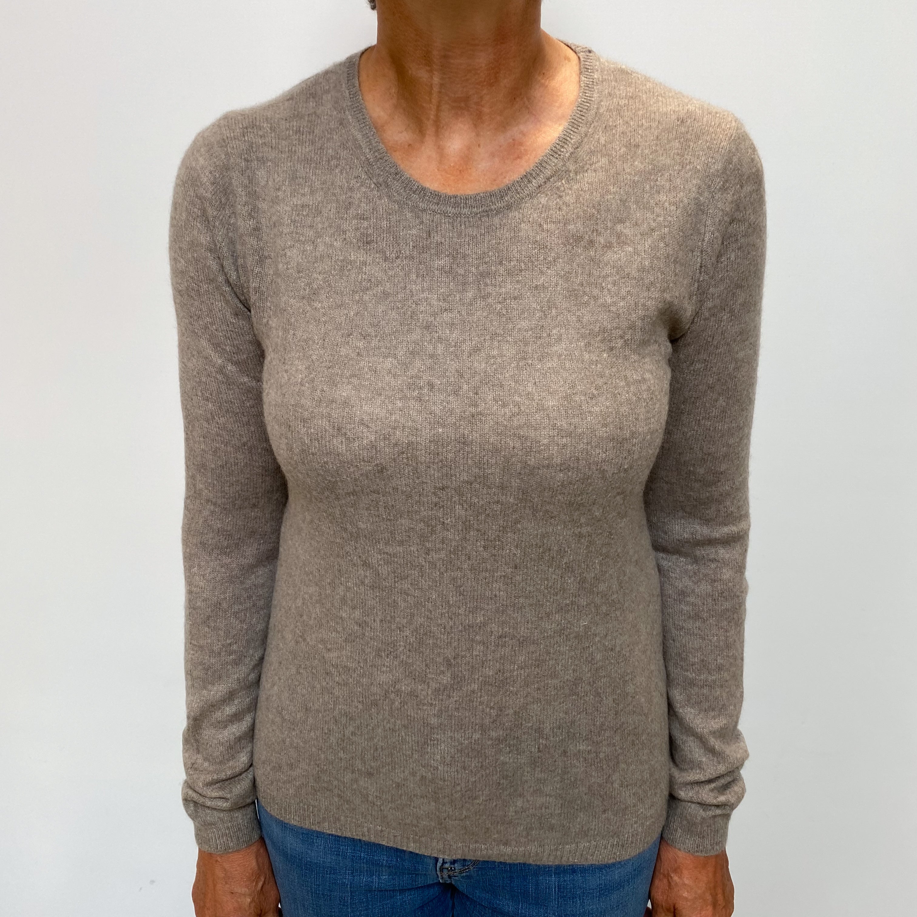 Mink Brown Cashmere Crew Neck Jumper Medium