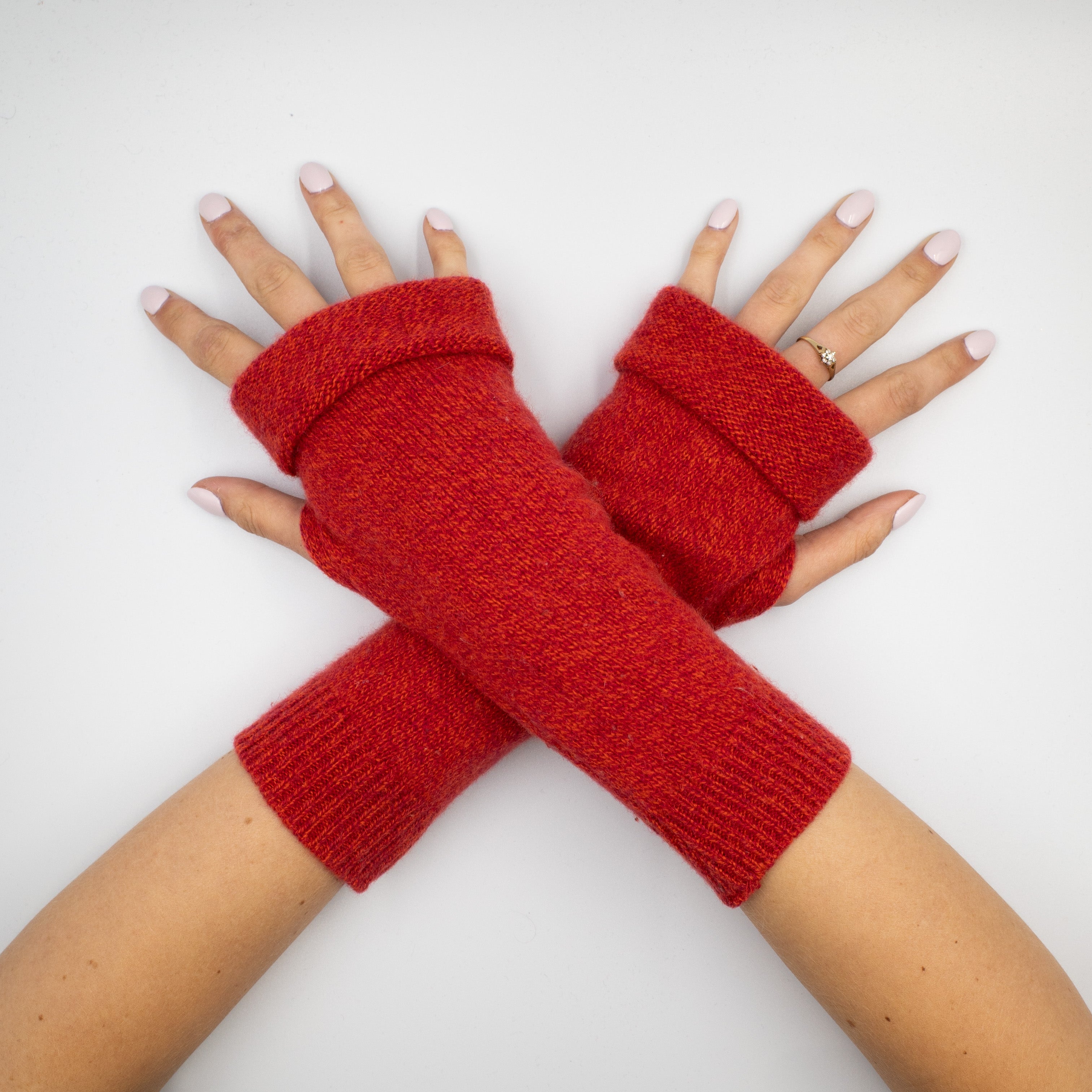 Paprika Red Marl Fingerless Gloves