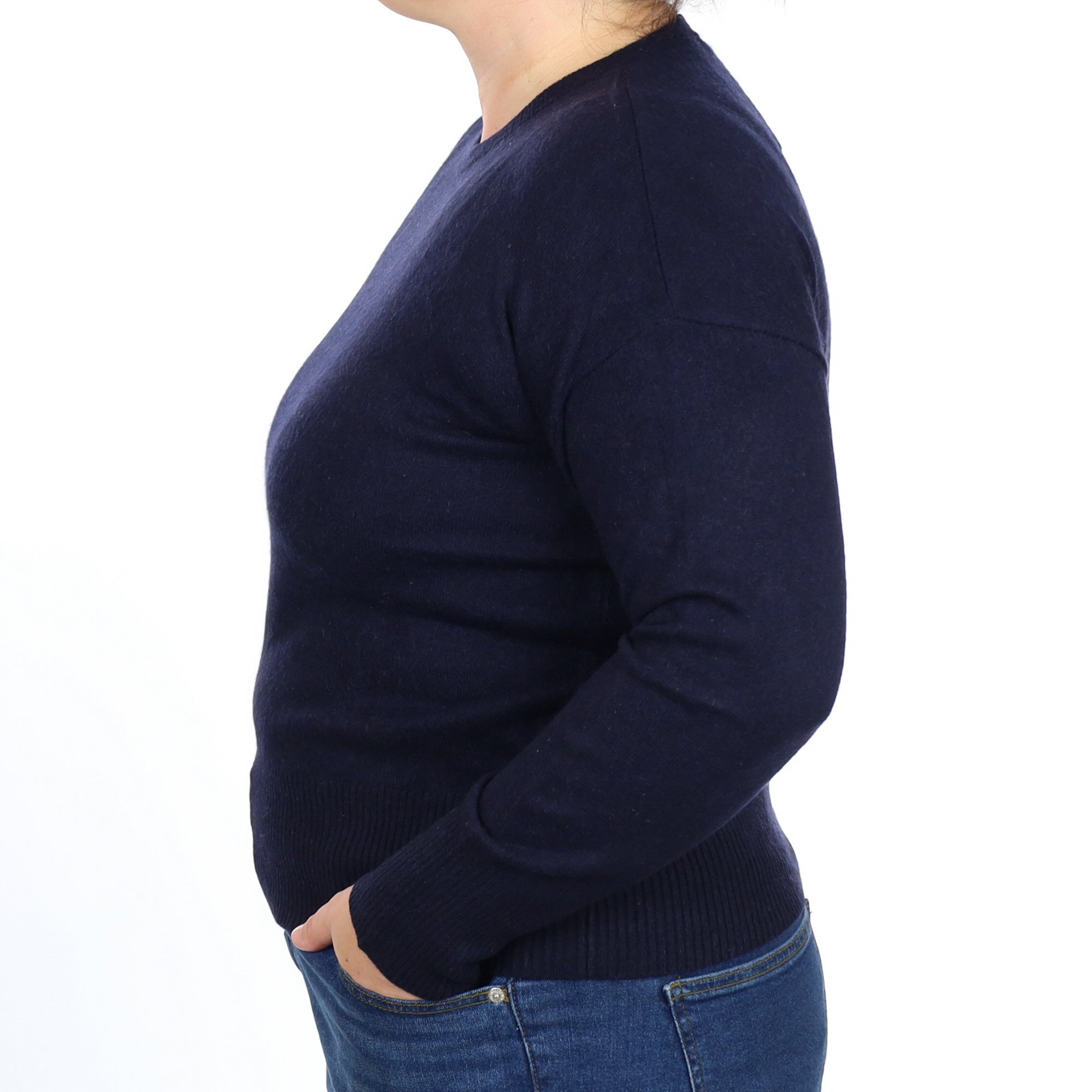 Navy Blue Cashmere Crew Neck Jumper Large