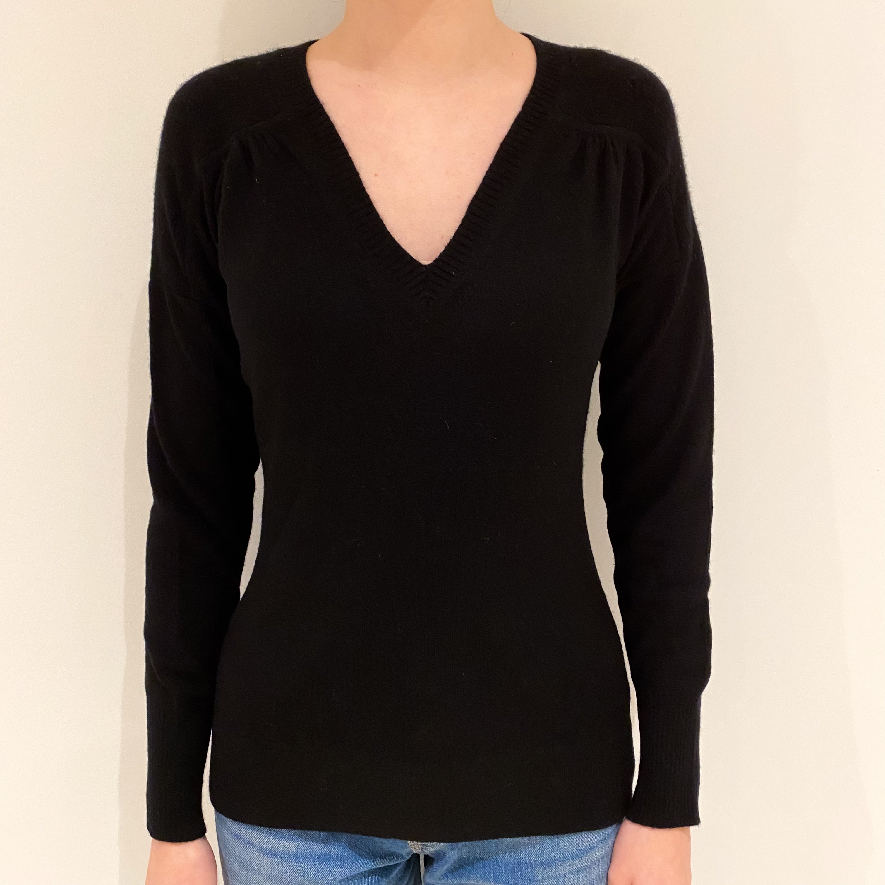 Diane Von Furstenberg Black Cashmere V Neck Jumper Extra Small