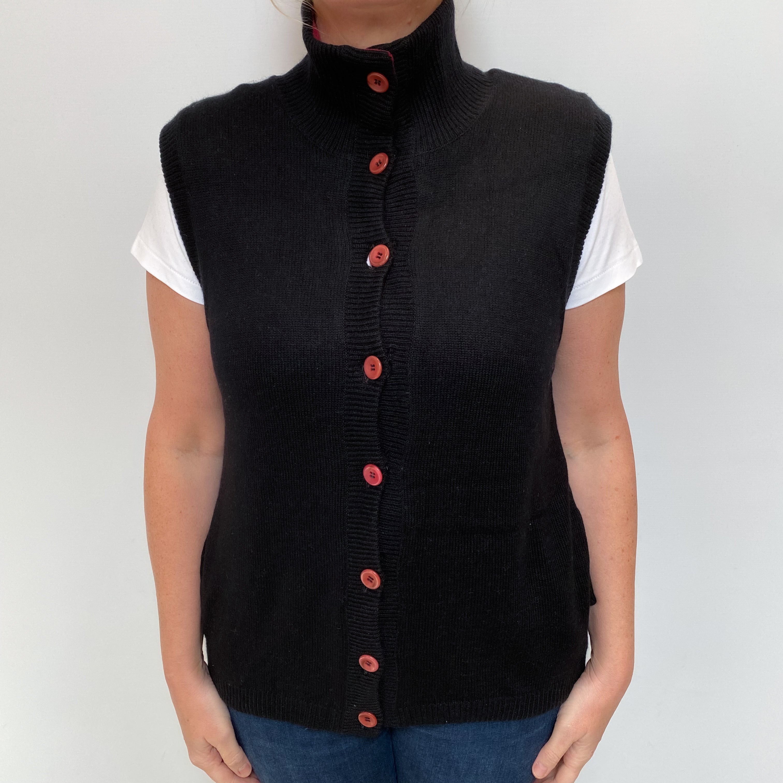 Reversible Crimson and Black Cashmere Body Warmer Large