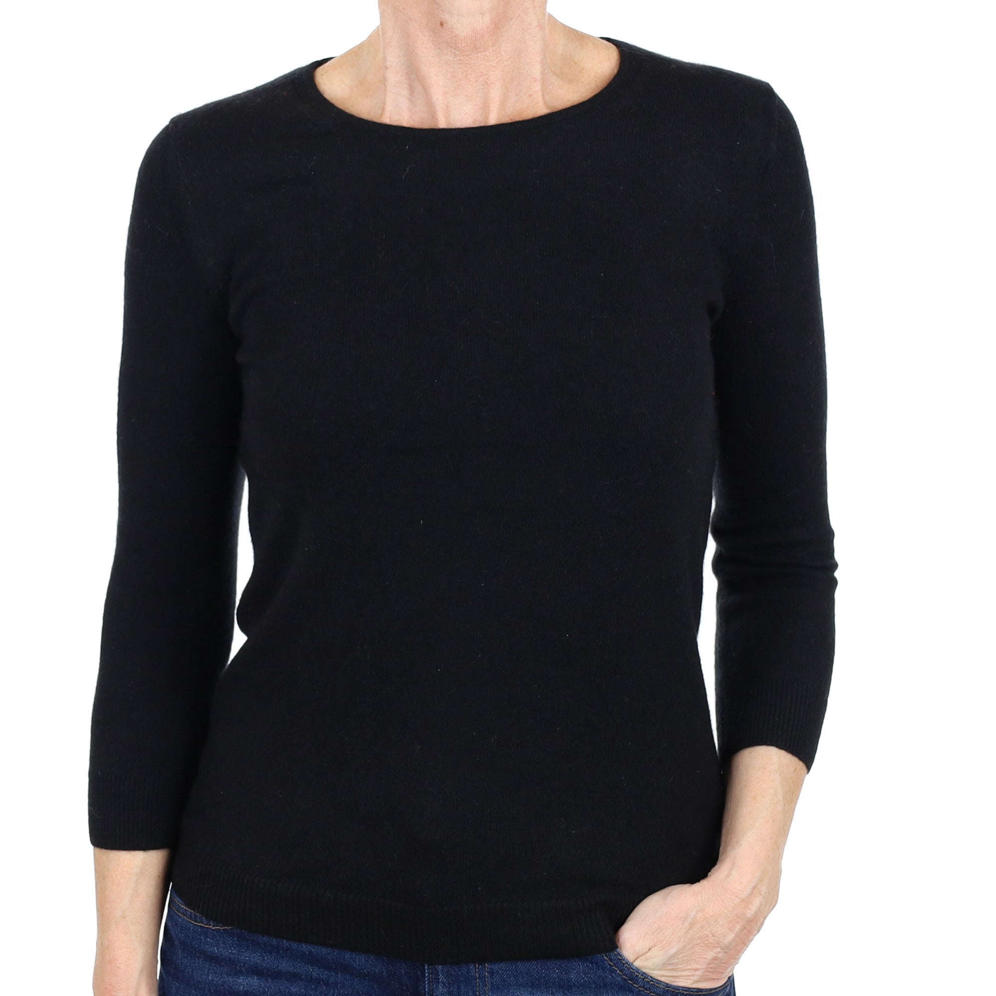 Black Cashmere Crew Neck Jumper Small