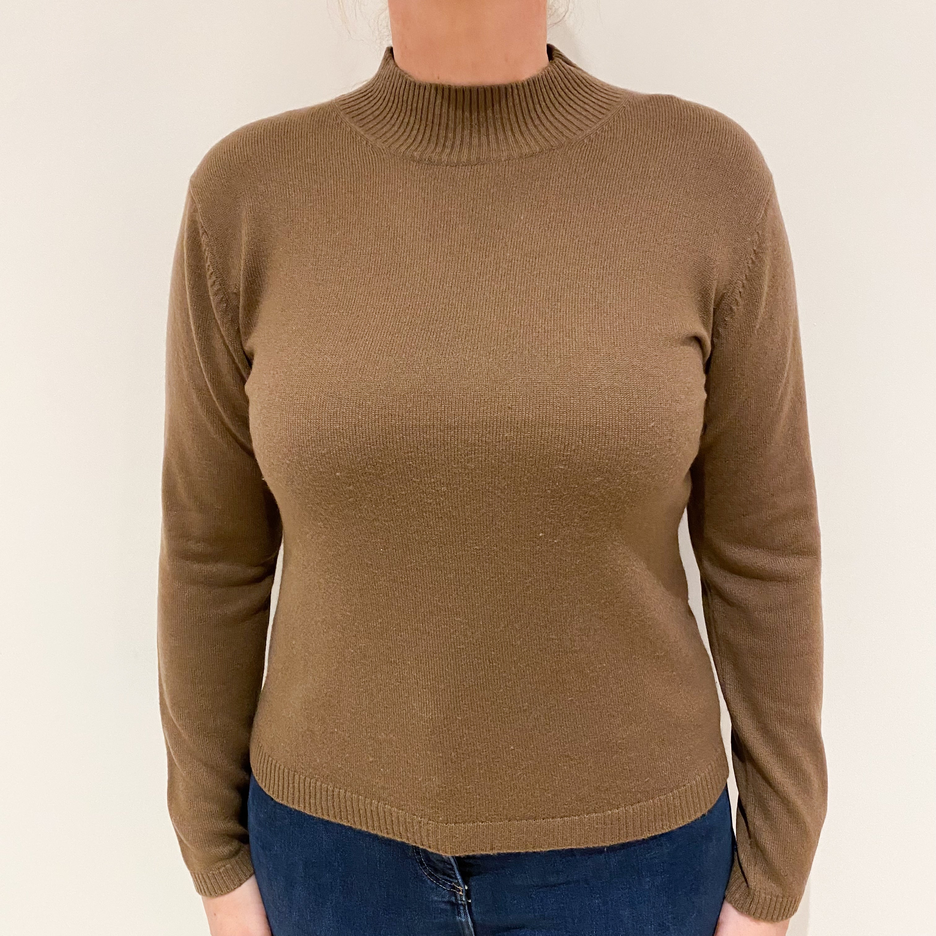 Mocha Brown Cashmere Turtle Neck Jumper Large