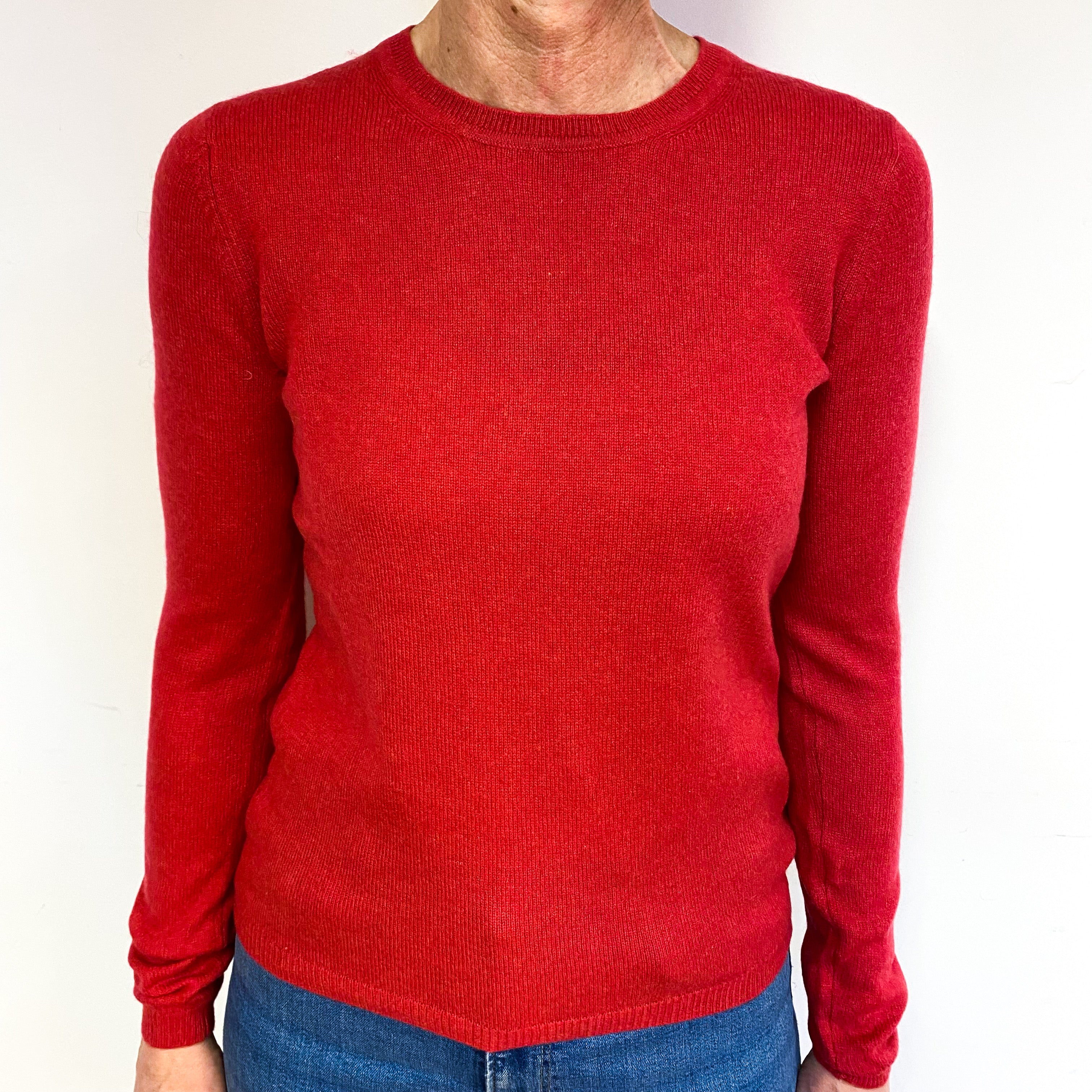 Cranberry Red Cashmere Crew Neck Jumper Medium