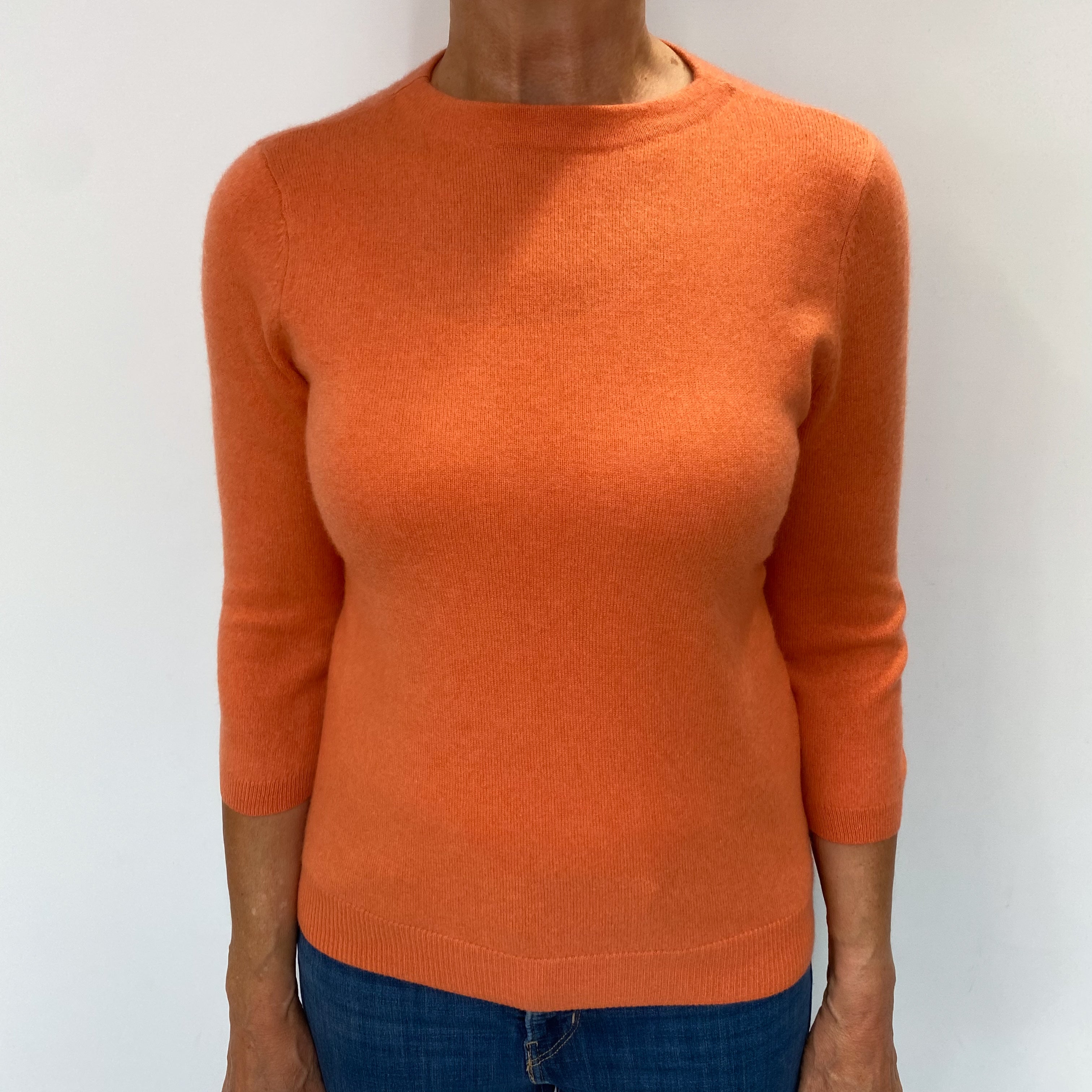 Tangerine Orange Cashmere Crew Neck Jumper Medium