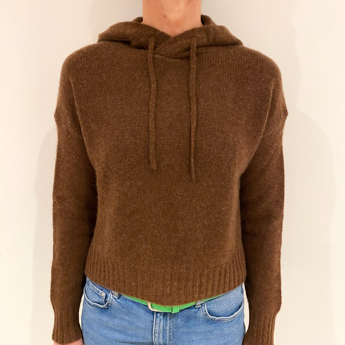 Russet Brown Slouchy Cashmere Hoodie Jumper Small