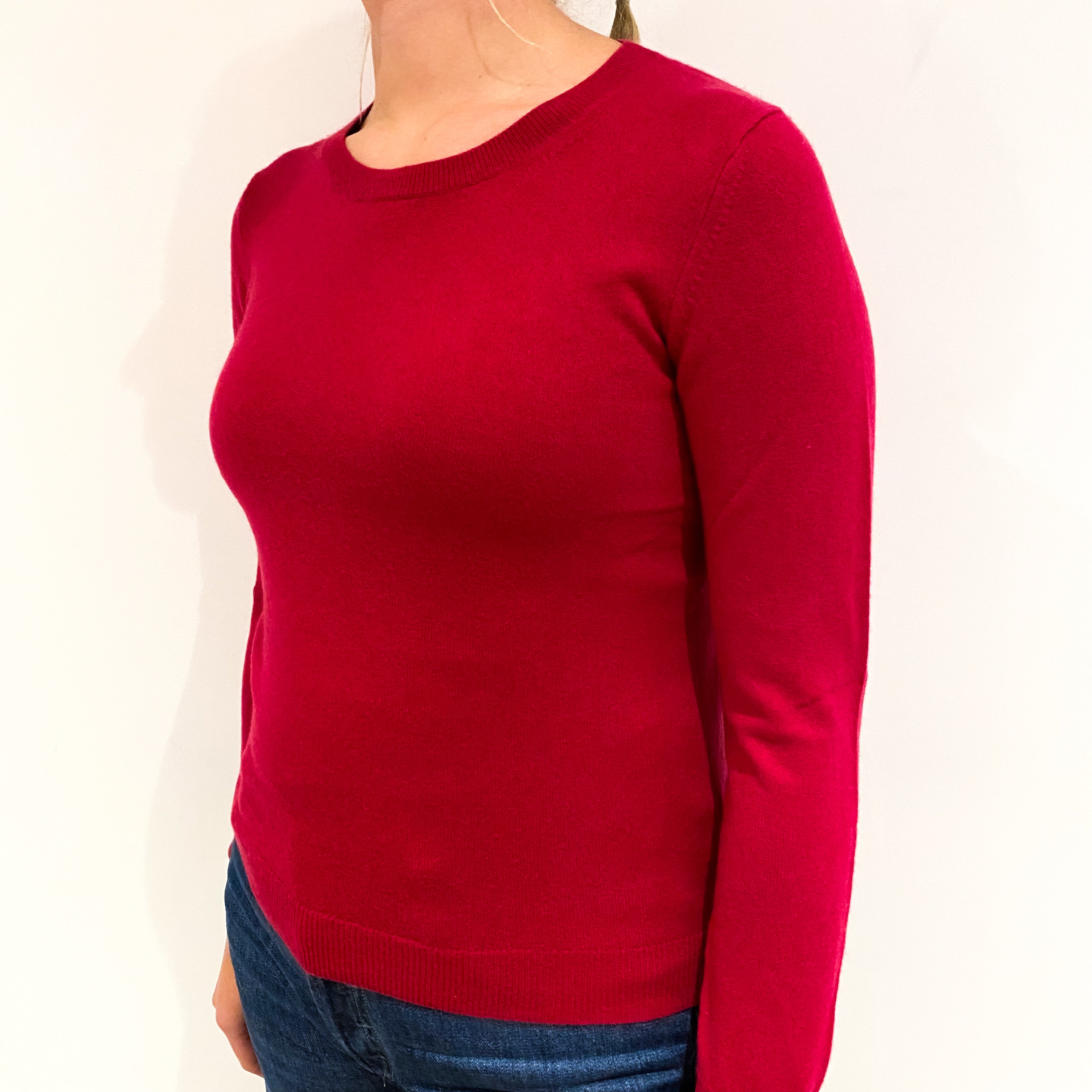 Cherry Pink Cashmere Crew Neck Jumper Small