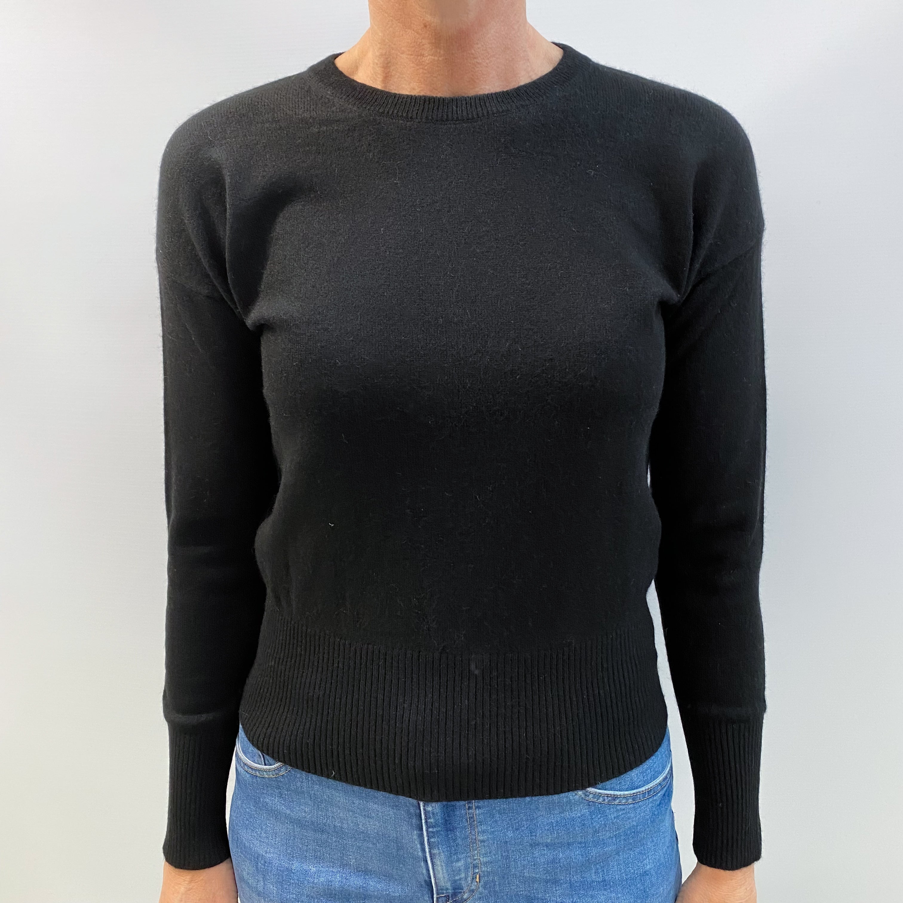 Black Cashmere Crew Neck Jumper Small