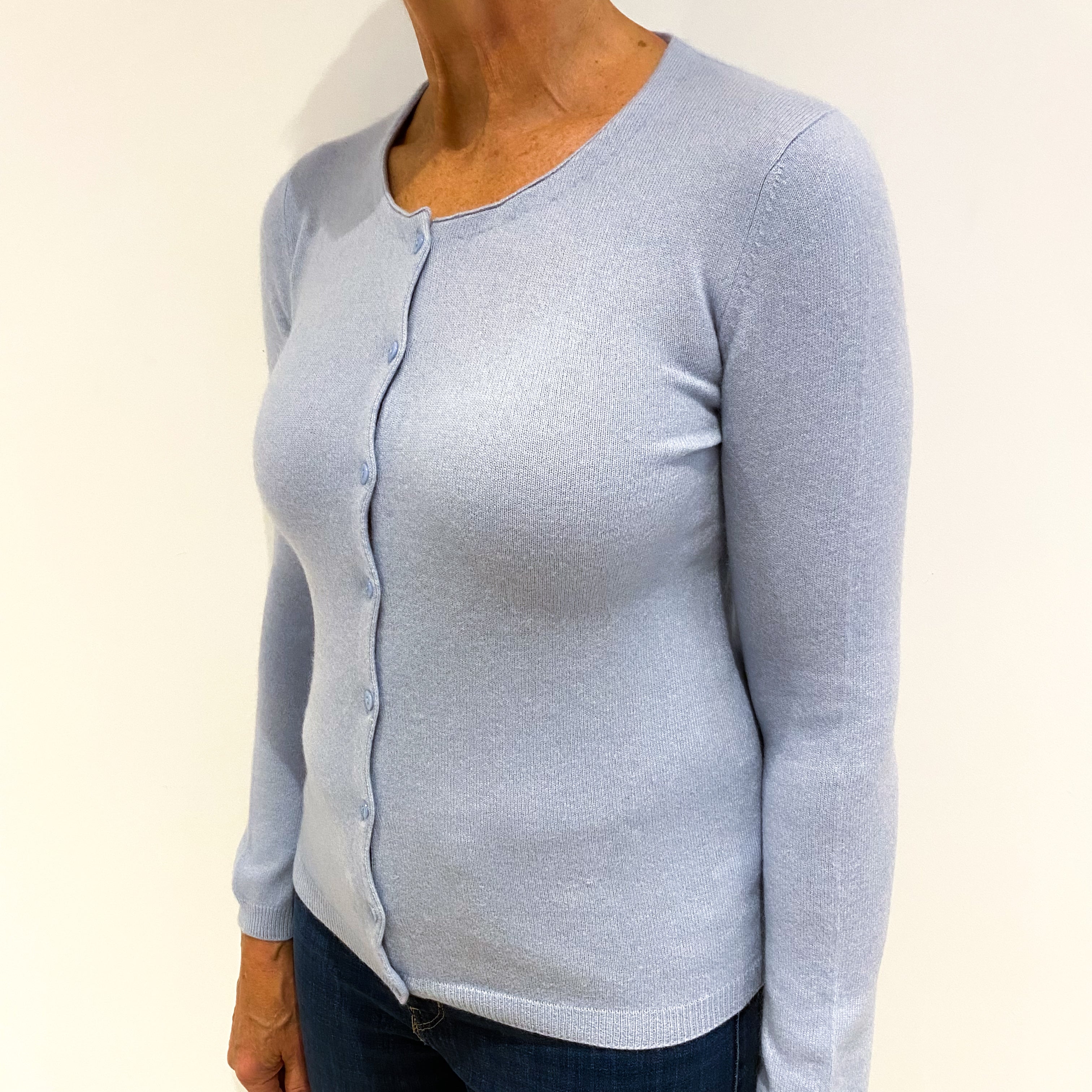 Baby Blue Cashmere Crew Neck Cardigan Medium