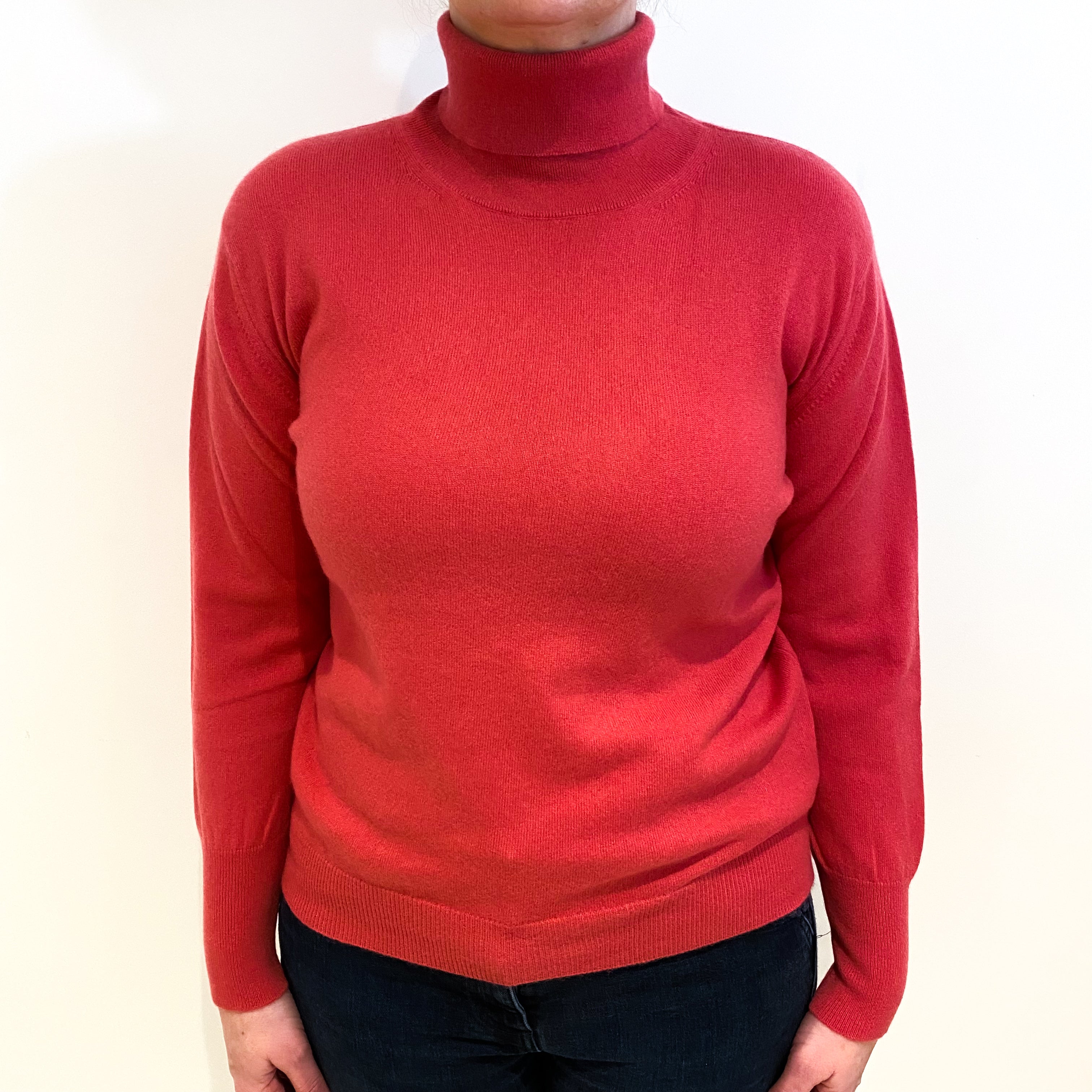 Maison Montagut Cranberry Pink Cashmere Polo Neck Jumper Large
