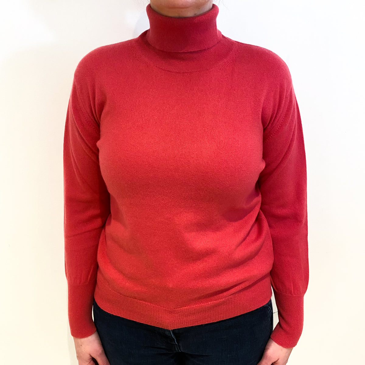 Maison Montagut Cranberry Pink Cashmere Polo Neck Jumper Large