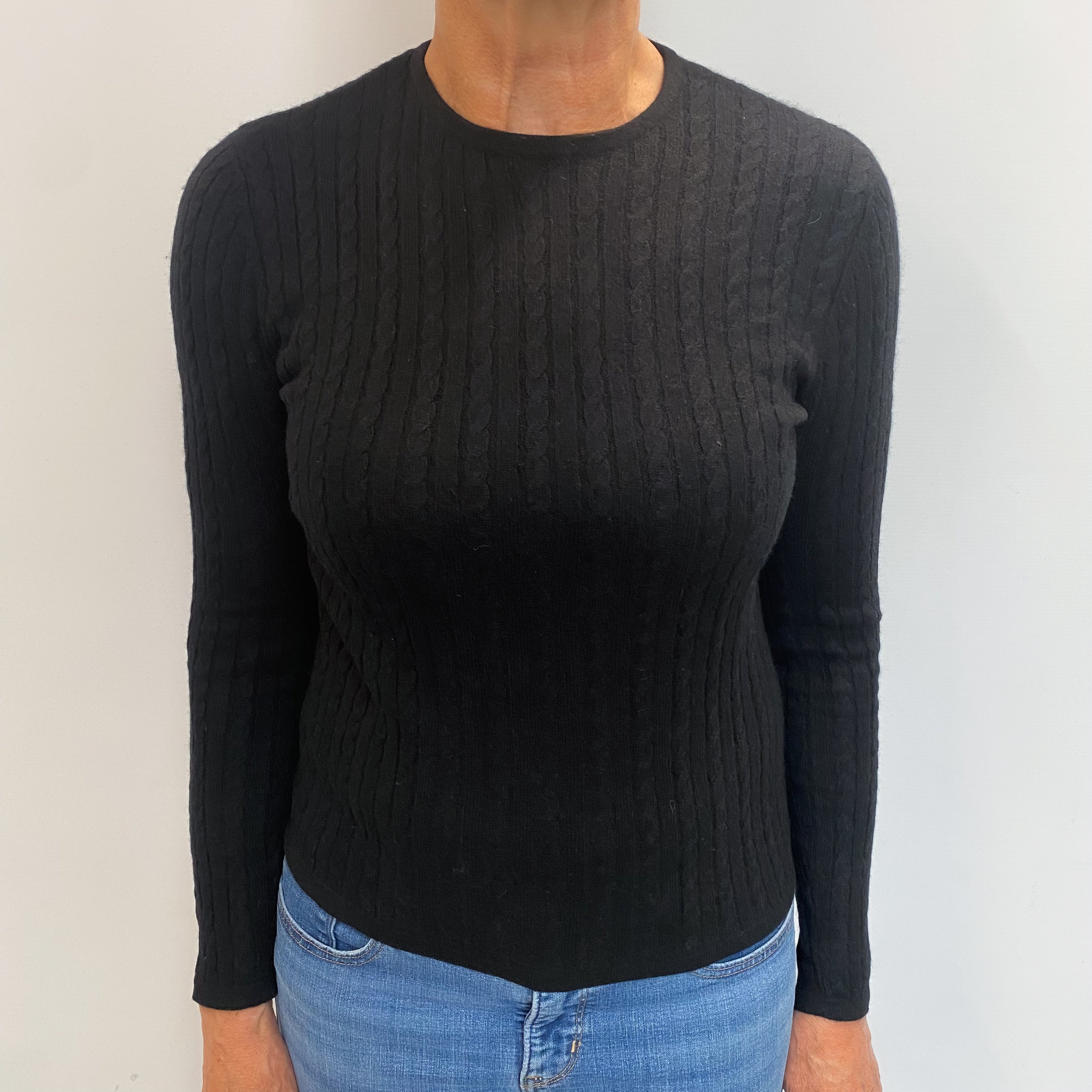 Black Cashmere Crew Neck Jumper Medium