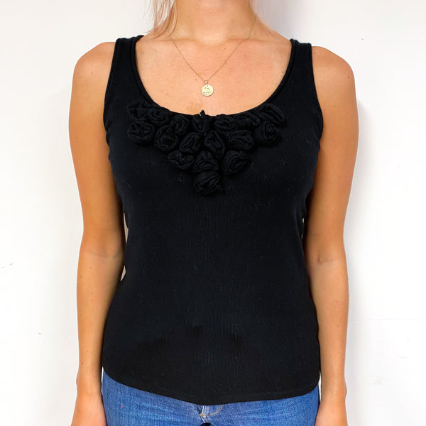Black Floral Detail Cashmere Vest Small