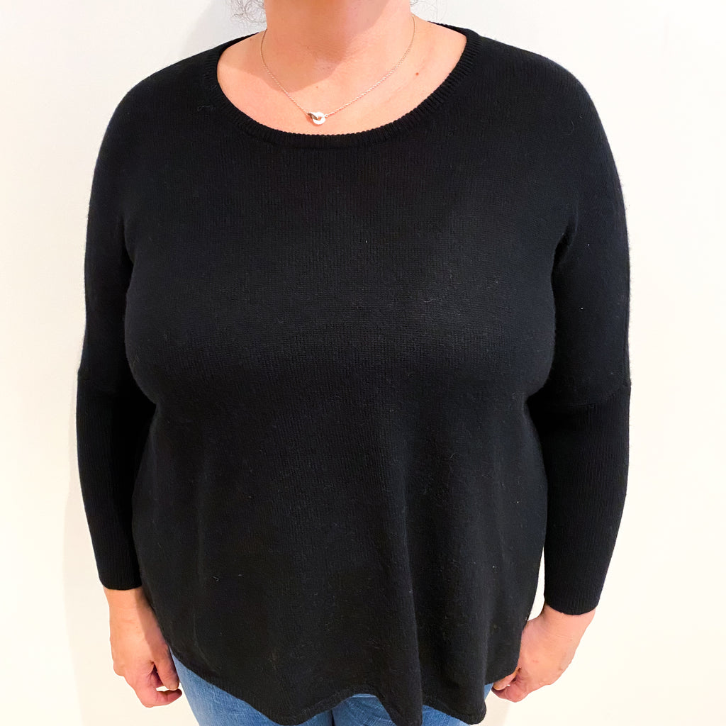 Black Cashmere Slouchy Crew Neck Jumper Extra Large