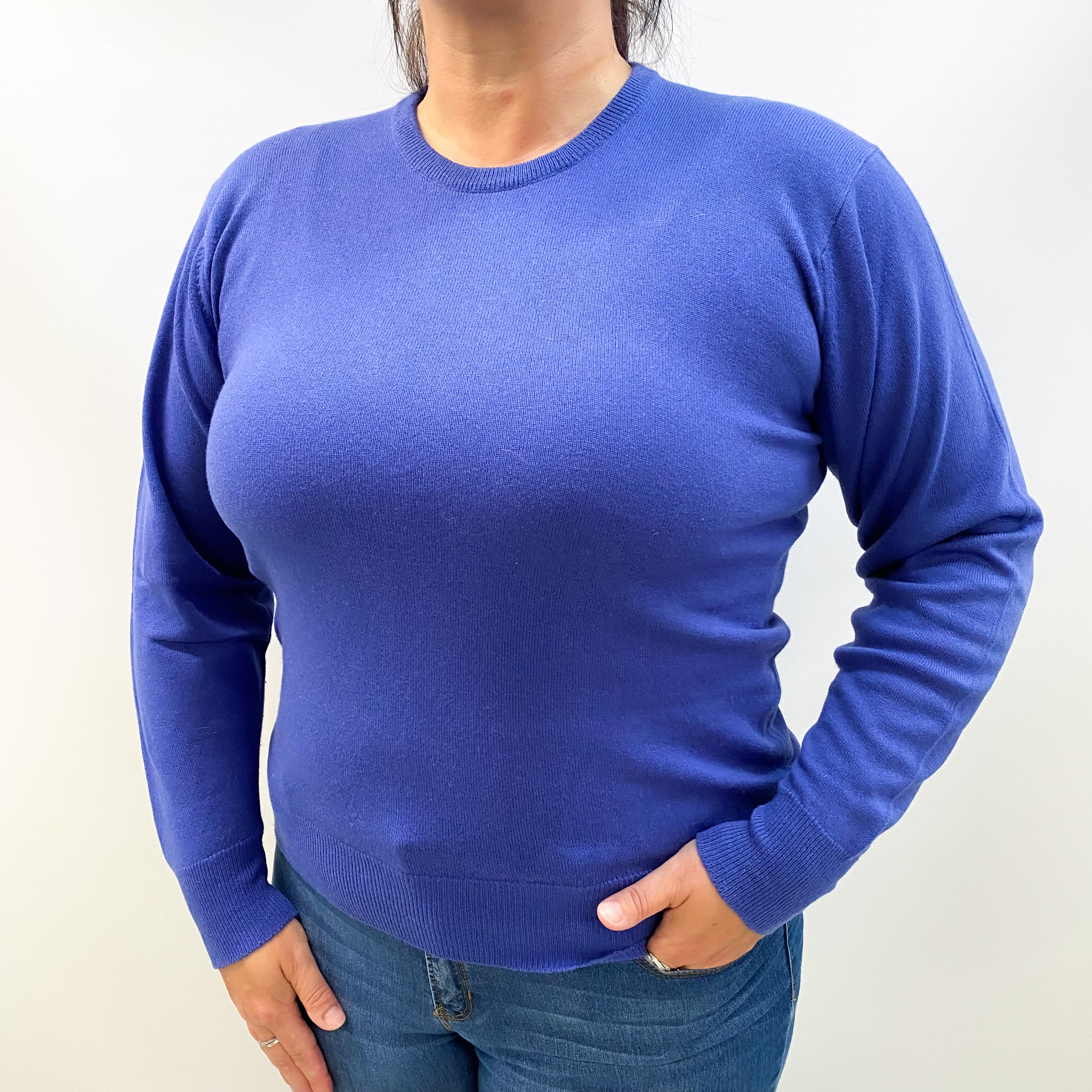 Vintage Scottish Indigo Purple Cashmere Crew Neck Jumper Large