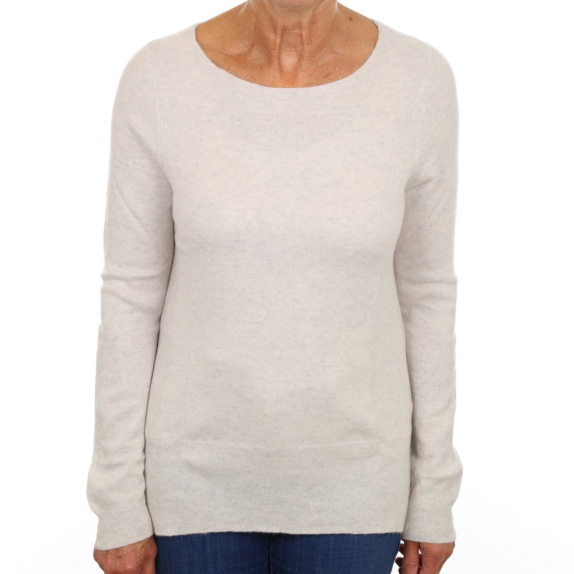 Frost Grey Cashmere Slash Neck Jumper Medium