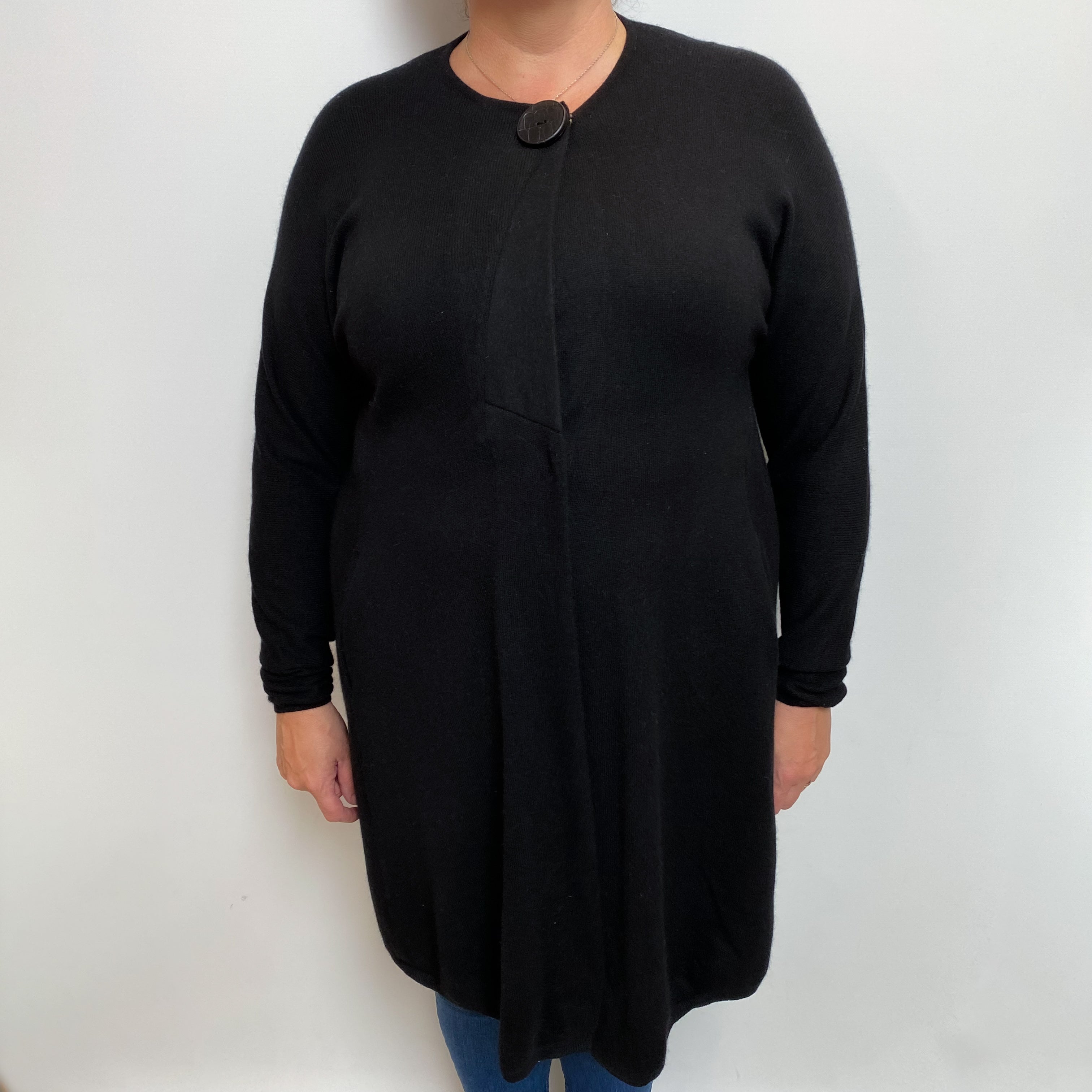 Black Cashmere Crew Cardigan Extra Large