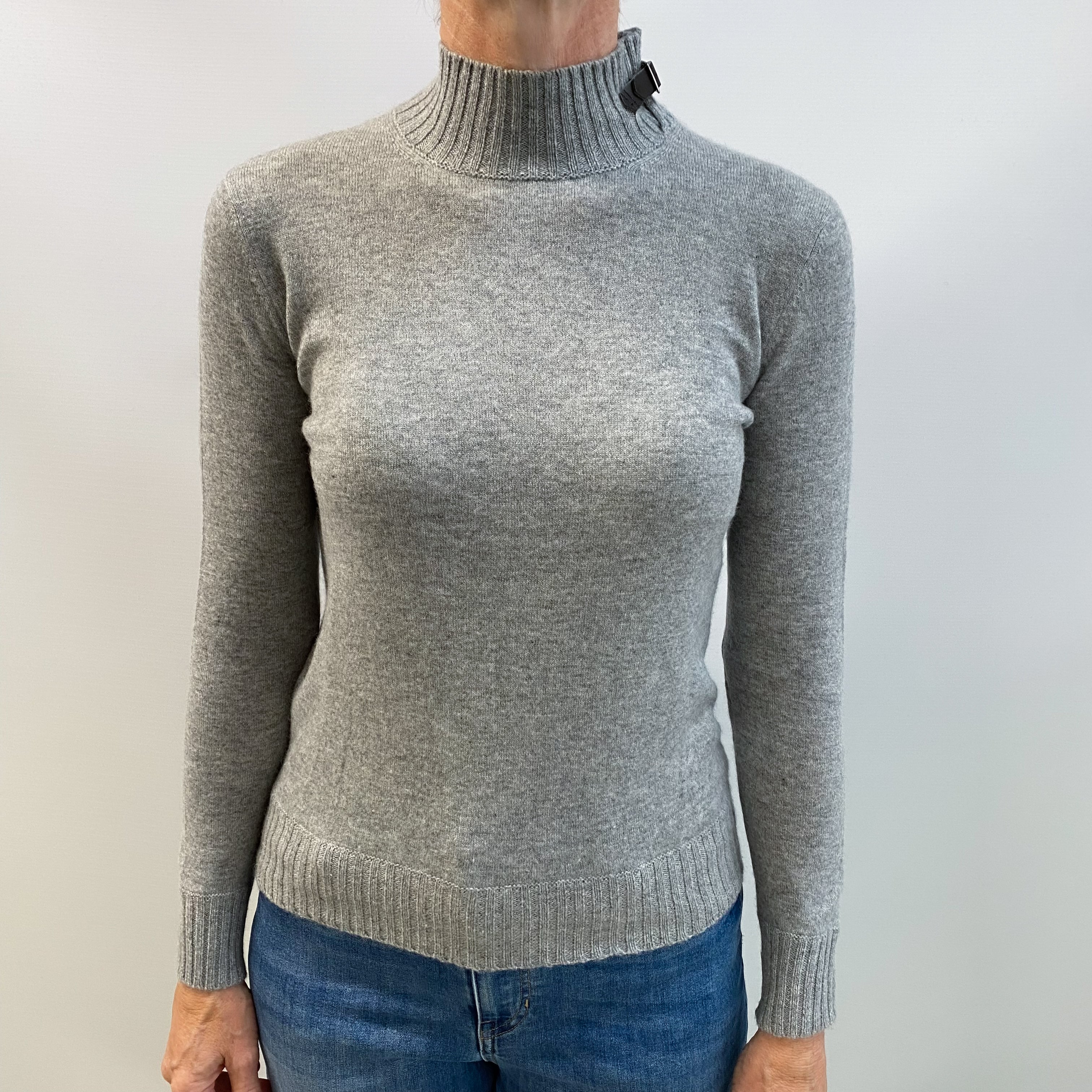 Smoke Grey Cashmere Turtle Neck Jumper Small