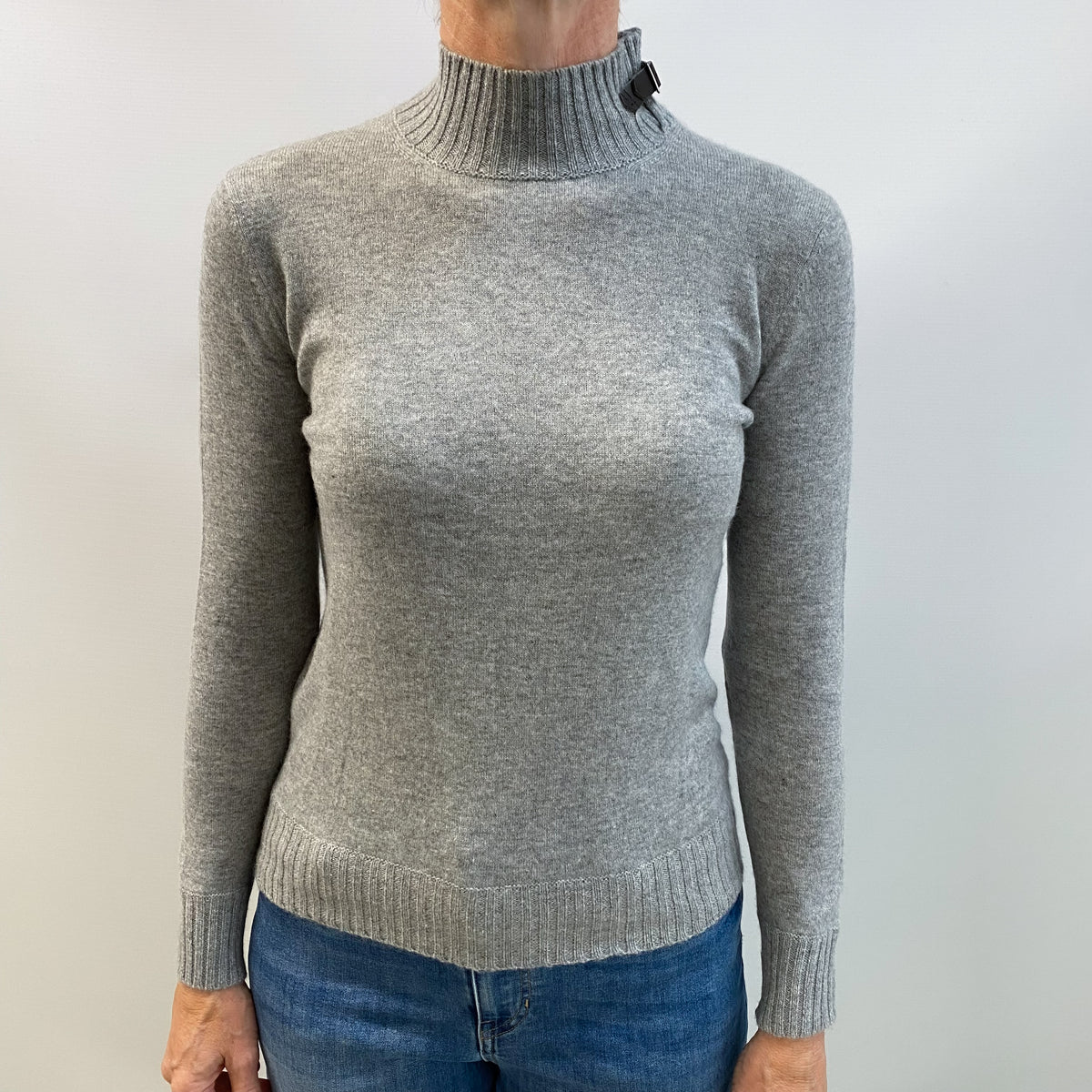 Smoke Grey Cashmere Turtle Neck Jumper Small