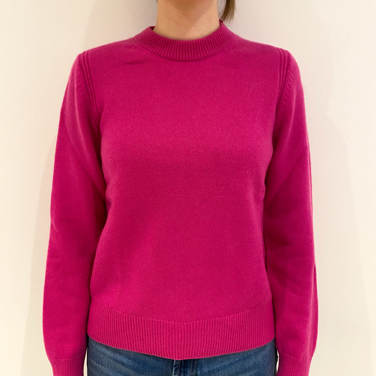 Cos Fuchsia Pink Cashmere Crew Neck Jumper Extra Small