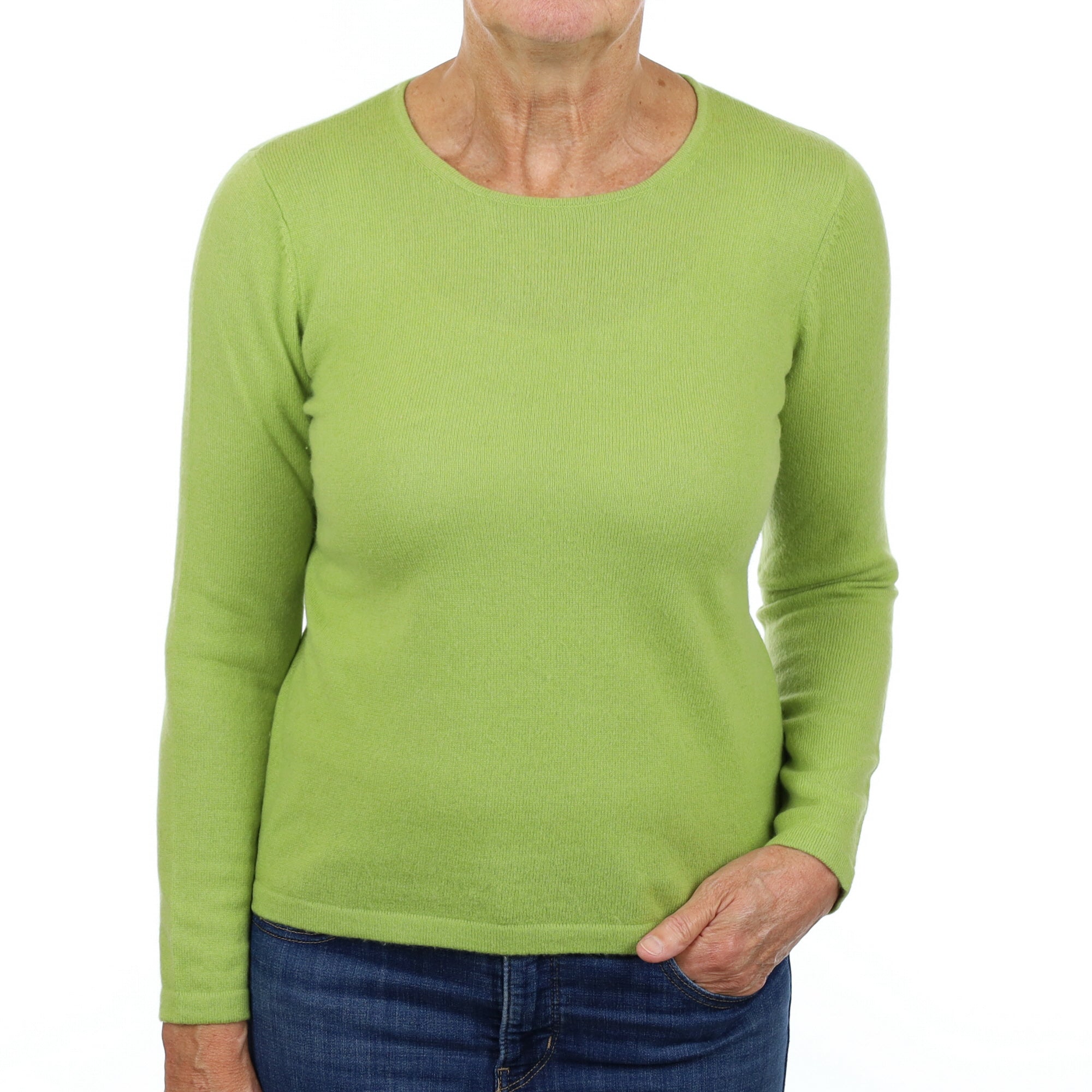 Key Lime Green Cashmere Crew Neck Jumper Medium