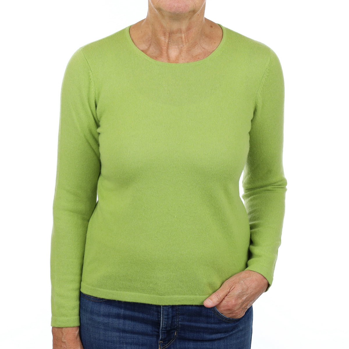 Key Lime Green Cashmere Crew Neck Jumper Medium