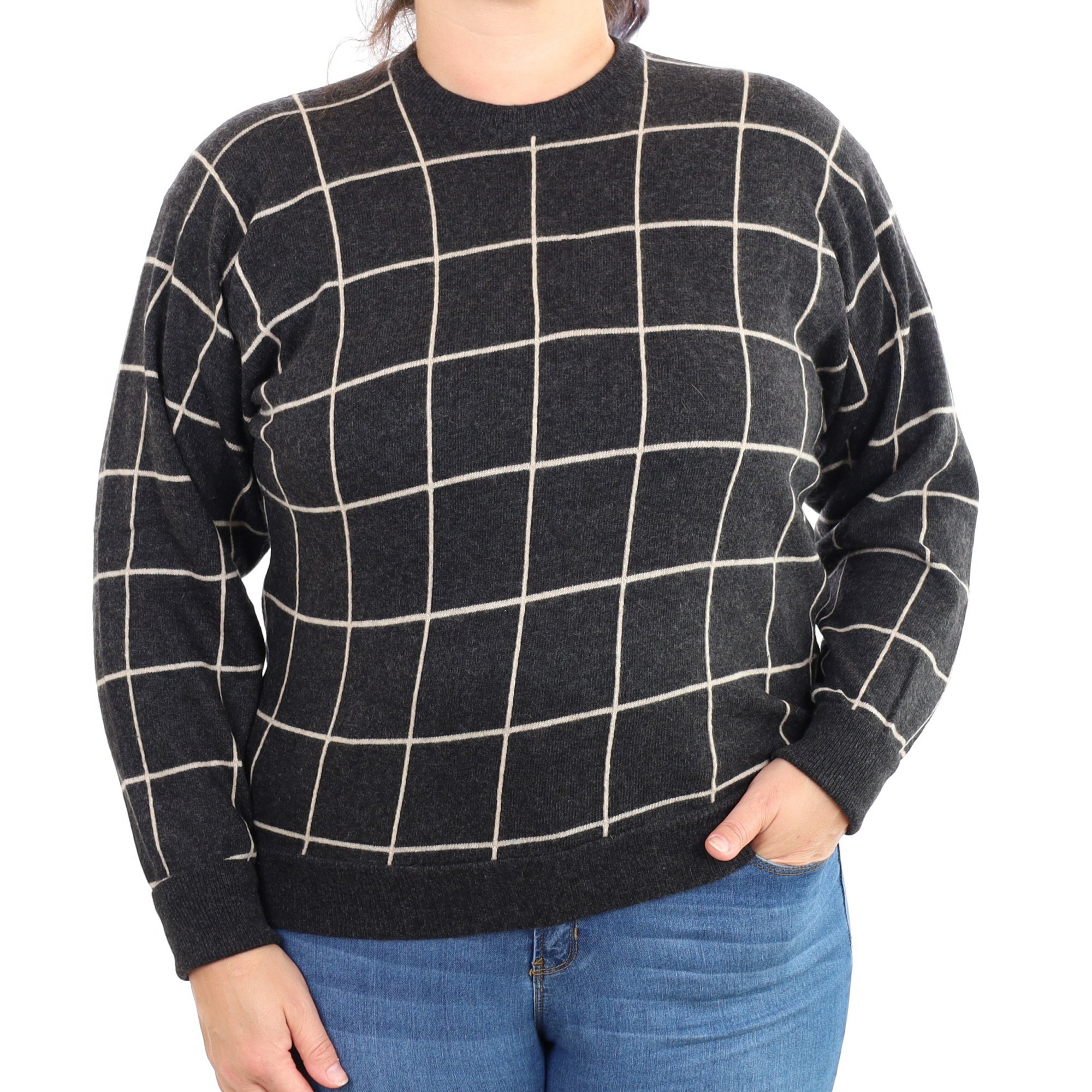 Charcoal Grey Cashmere Crew Neck Jumper Large