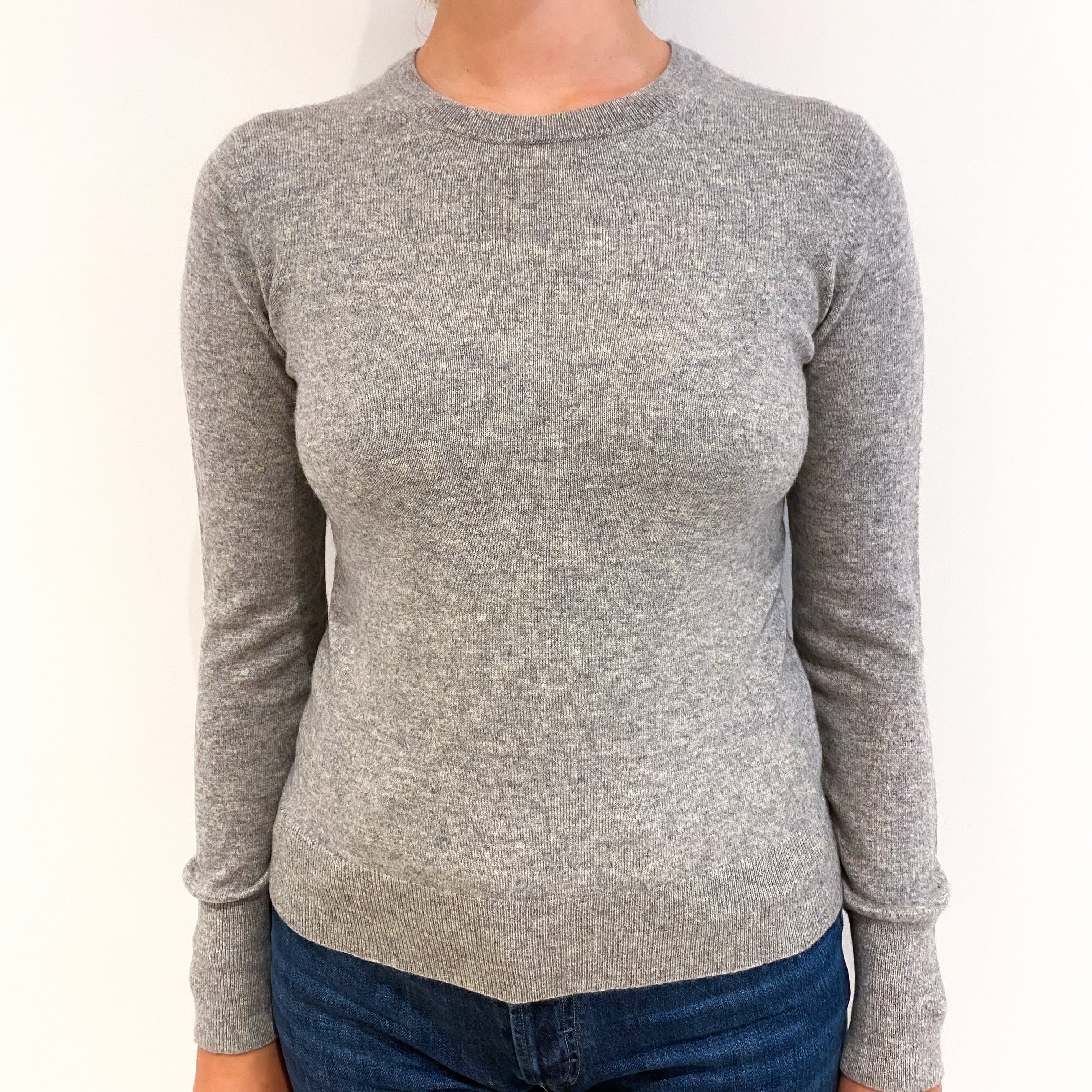 Smoke Grey Cashmere Crew Neck Jumper Small