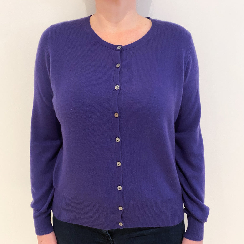Amethyst Purple Cashmere Crew Neck Cardigan Large