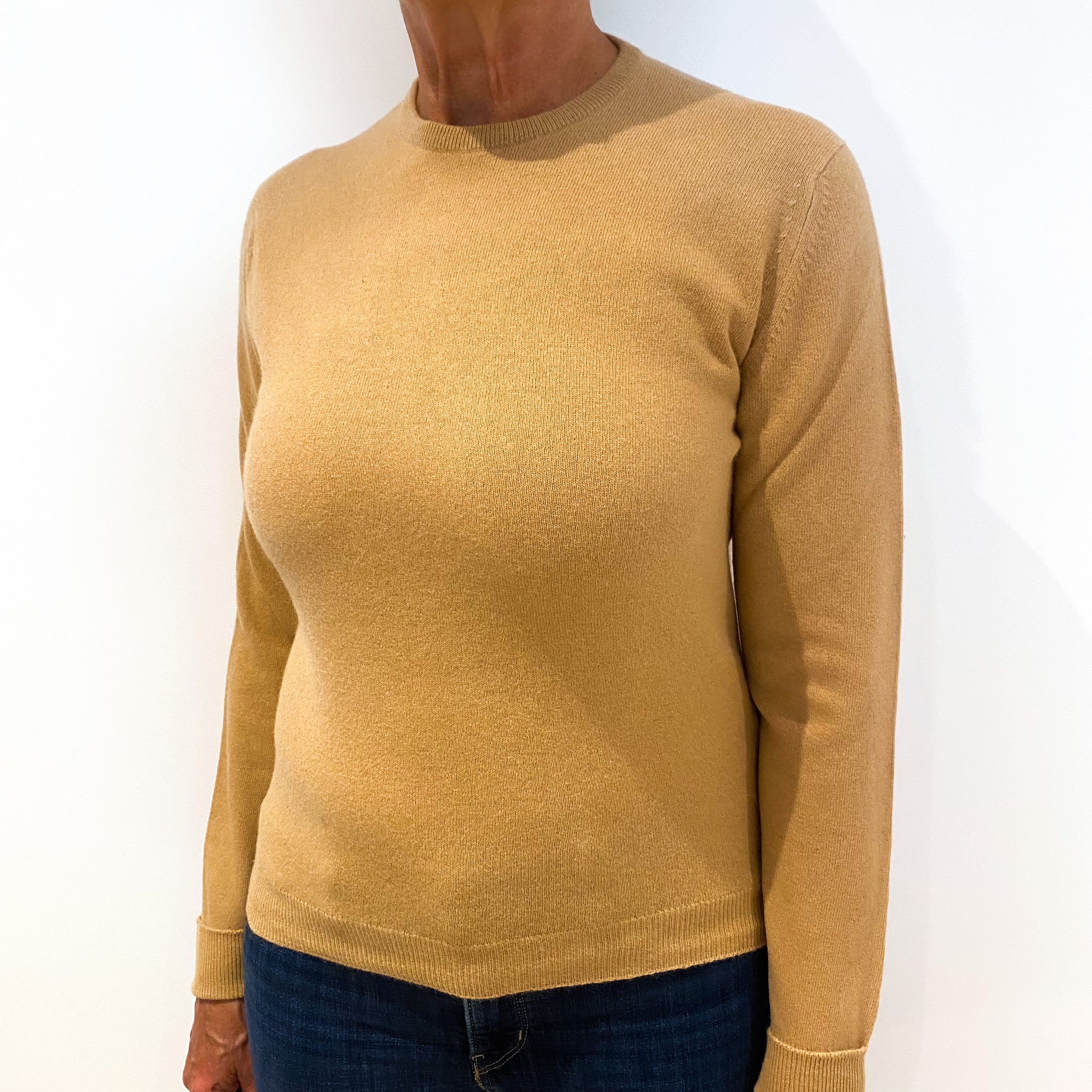 Honey Beige Cashmere Crew Neck Jumper Medium