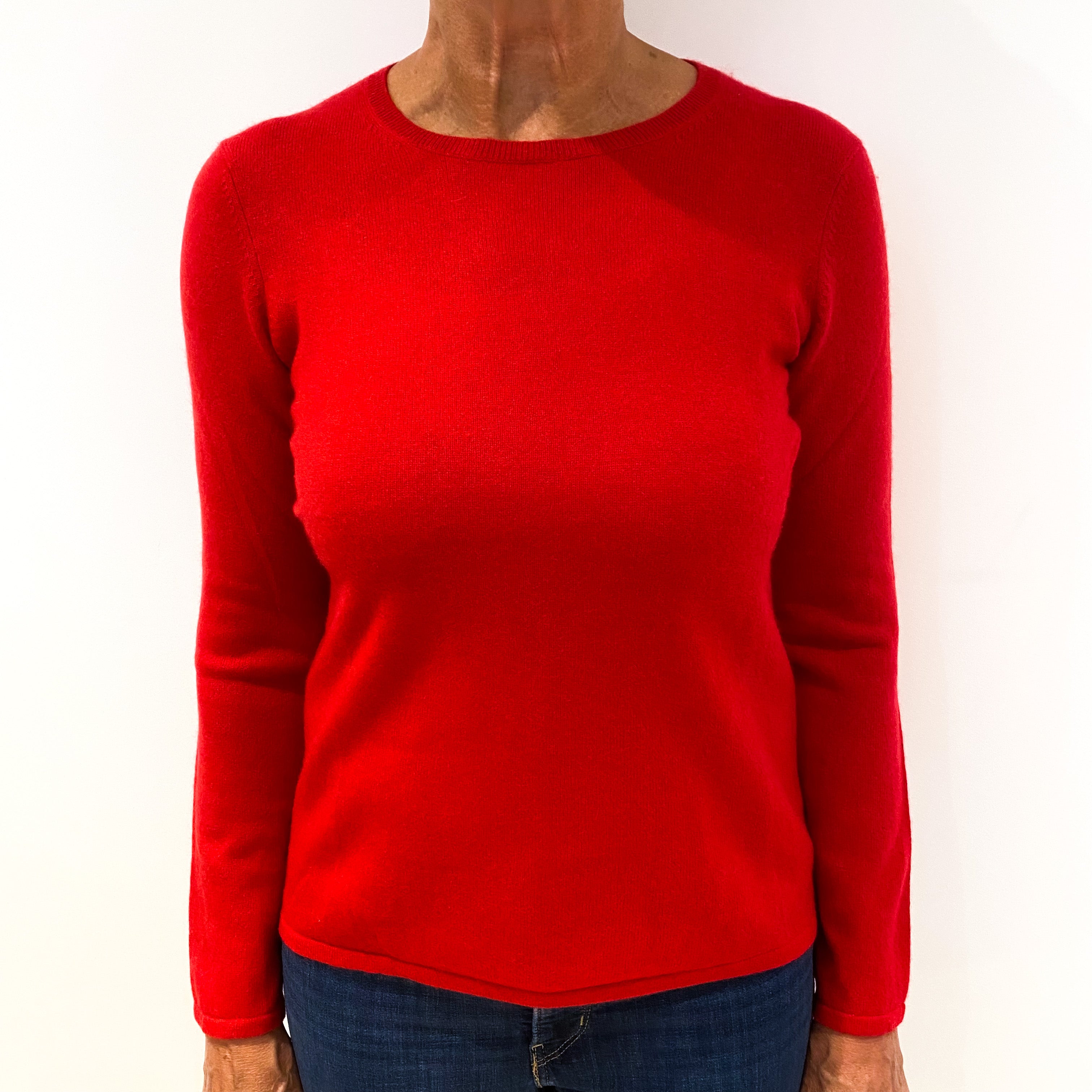 Post Box Red Cashmere Crew Neck Jumper Medium