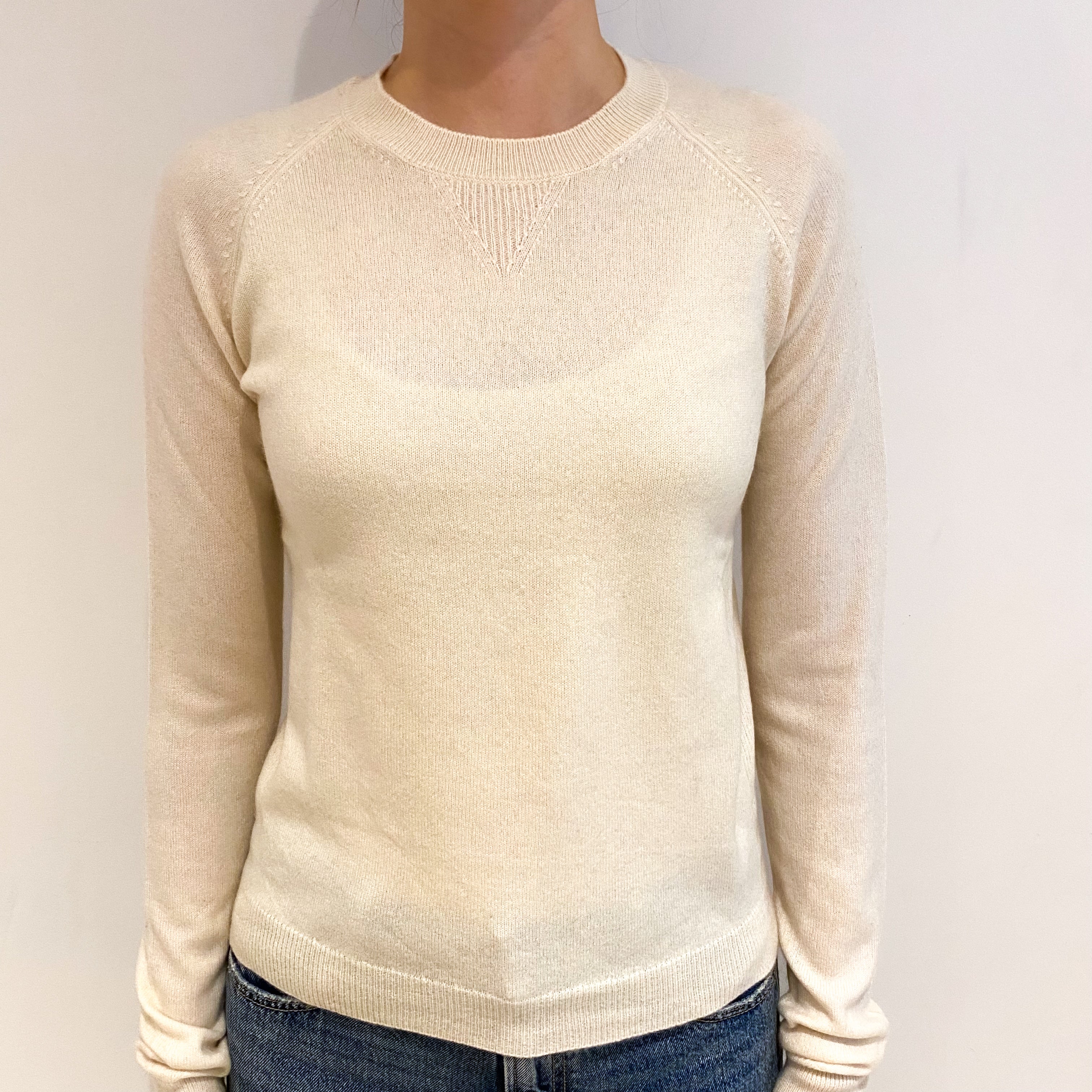 Ivory Cream Cashmere Crew Neck Jumper Extra Small