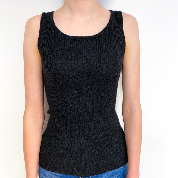 Charcoal Grey Cashmere Rib Vest Extra Small